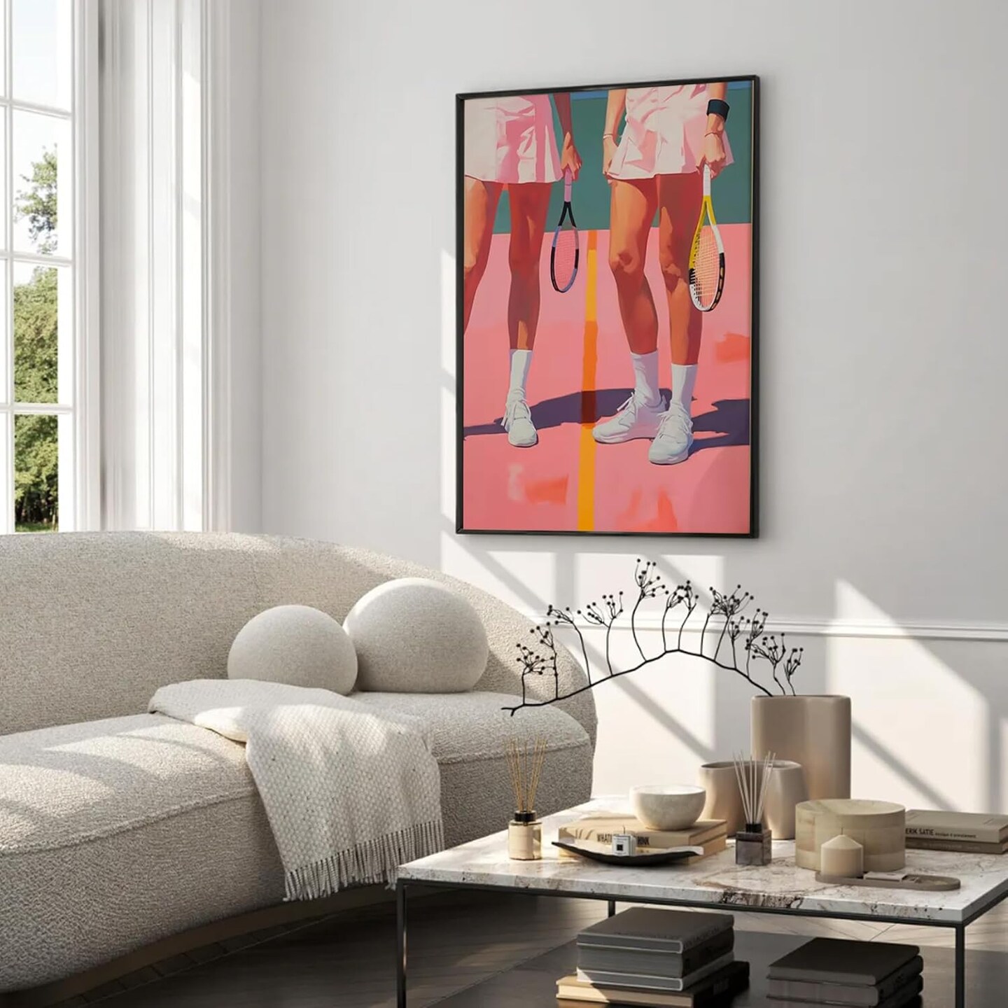 Vintage Sport Paint by Numbers Kit for Adults, DIY Acrylic Watercolor Oil Painting by Number On Canvas Without Frame,Retro Tennis Paint for Home Wall Decor 16x20inch