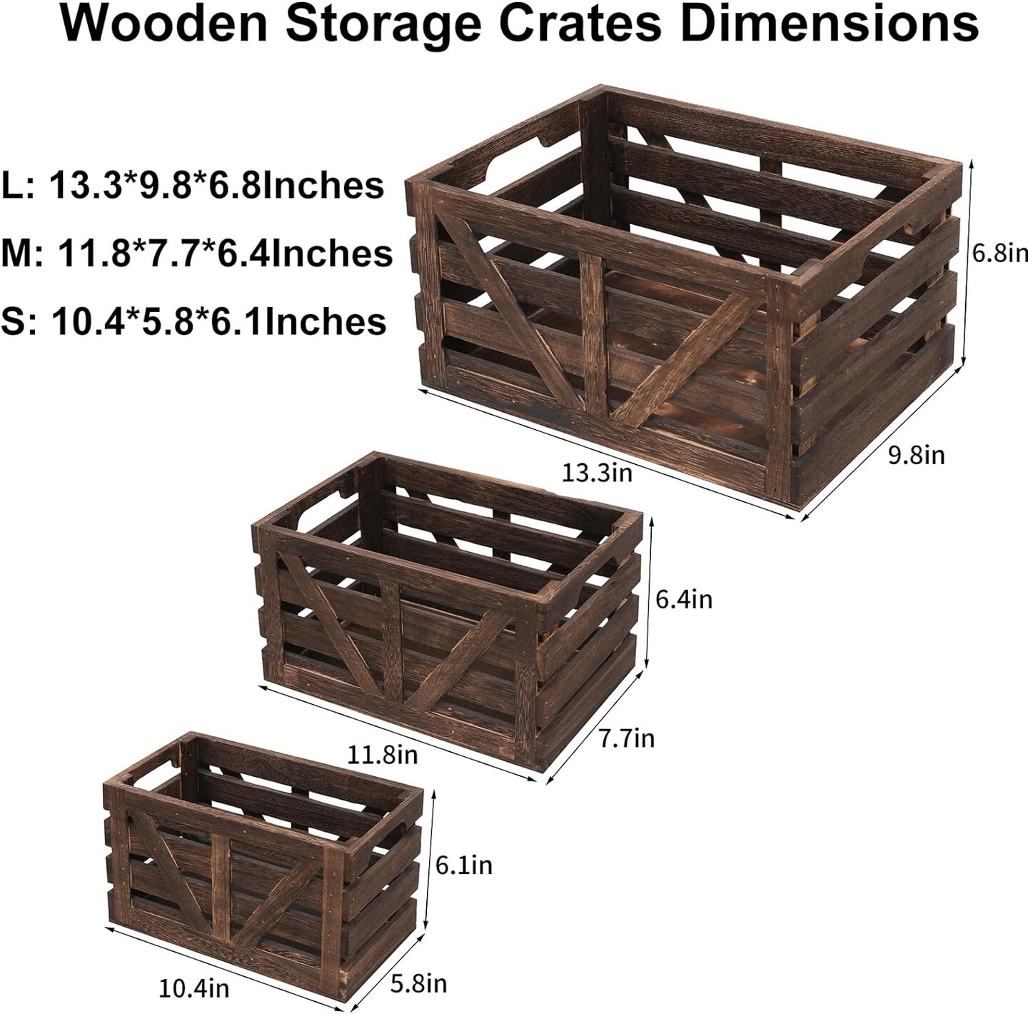 Set of 3 Storage Crate Decorative Wood Crates