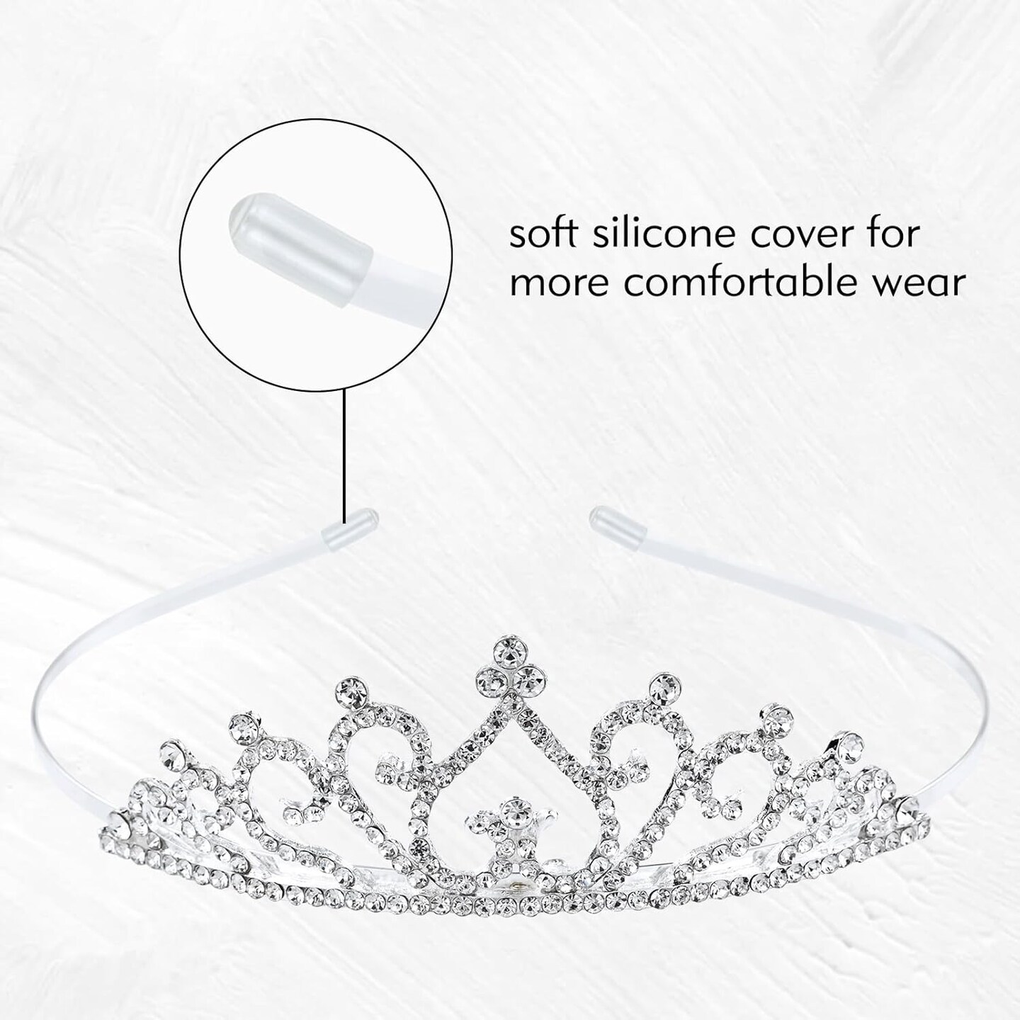 6 Pack Decorative Sparkling Rhinestone Silver Metal Crown Headbands Tiaras Wedding Bridal Birthday Party Prom Headpieces Hair Accessories for Women Flower Girls Teens Kids