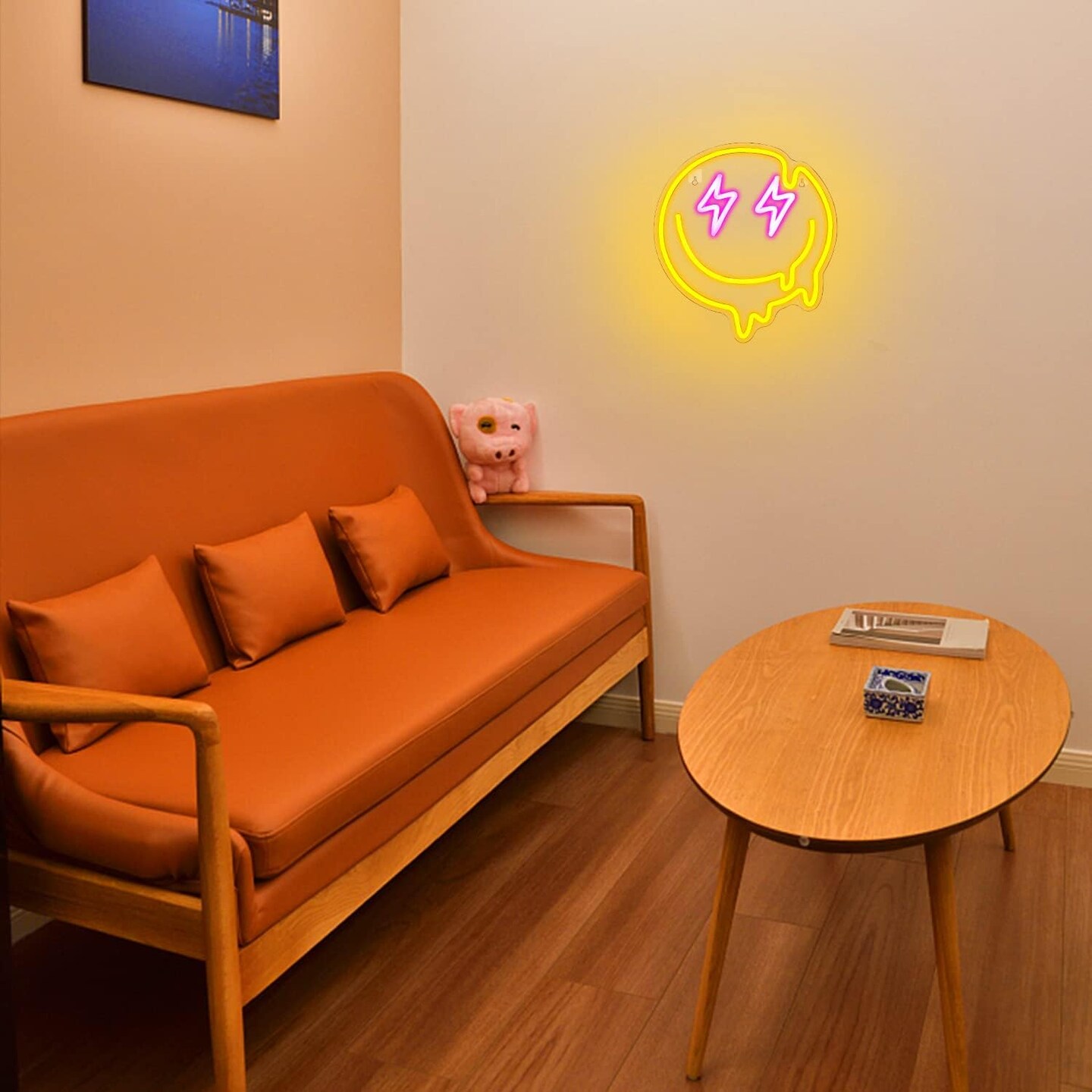 Summer LED Smile Faces Neon Light Signs, USB Powered for Wall Bedroom Kids Room, Holiday Party Decoration Gifts (Yellow)