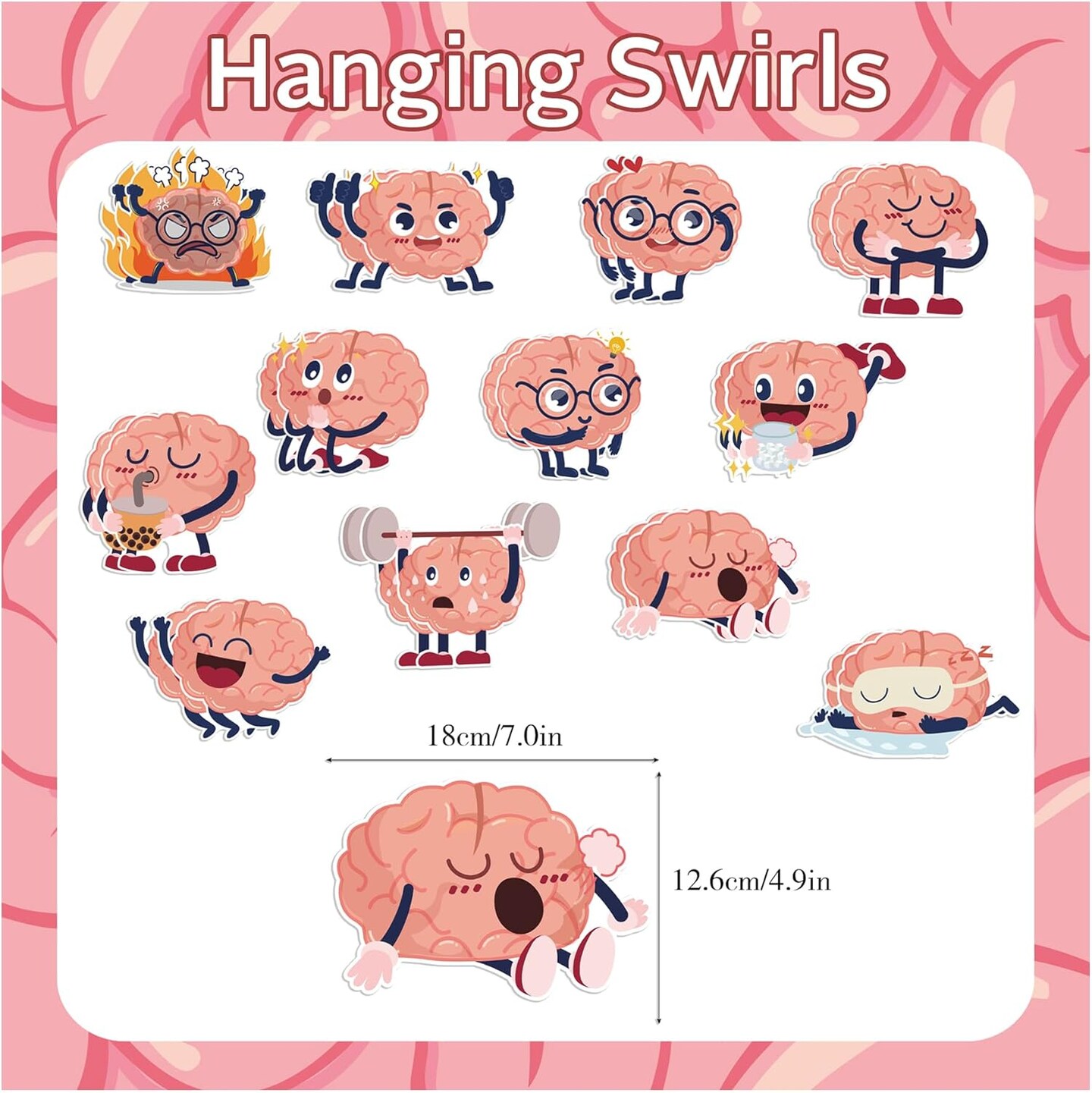 24 Pieces Brain Hanging Swirls Party Decorations