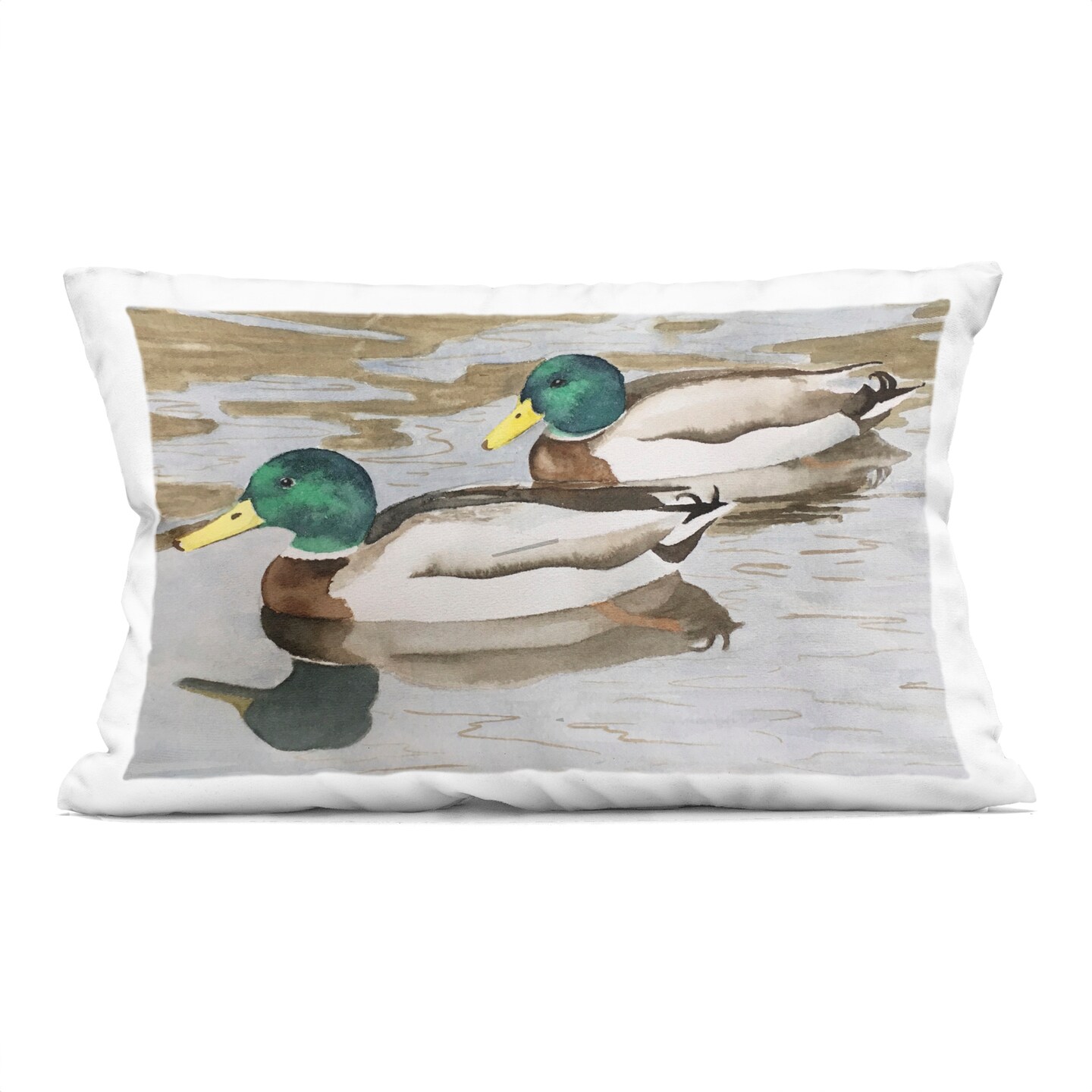 Stupell Industries Mallard Ducks Pair Decorative Printed Pillow design by Stephanie Fielden, 14 x 7 x 20