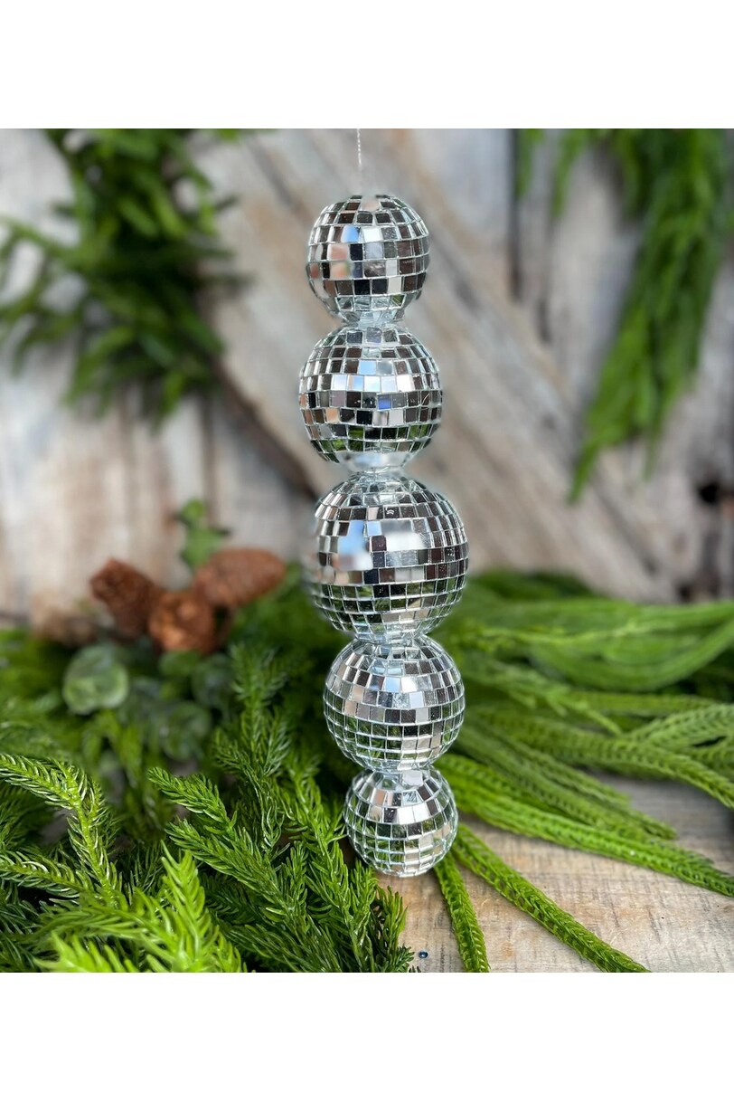 9&#x22; Multi Mirror Ball Ornament: Silver