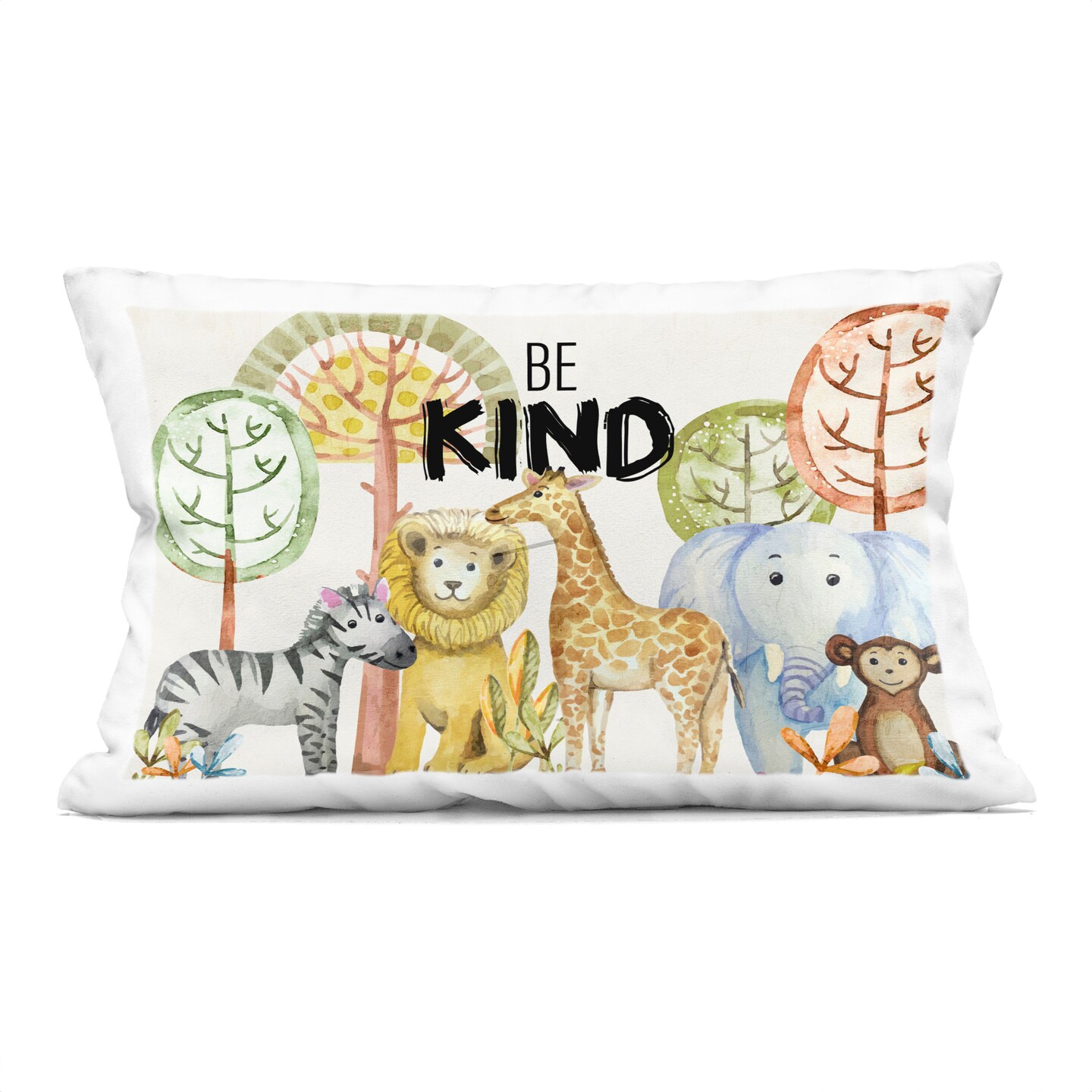 Stupell Industries Be Kind with Zoo Animals Decorative Printed Pillow design by Kim Allen, 14 x 7 x 20