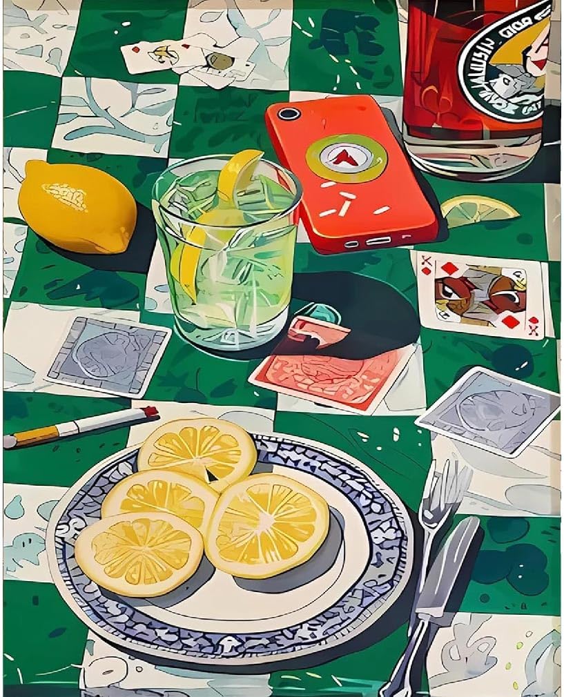 Vintage Poker Paint by Numbers Kit for Adults, Fruit Paint by Numbers Kit for Adults Beginner, DIY Acrylic Watercolor Paint by Numbers Kits on Canvas Without Frame for Home Wall Decor