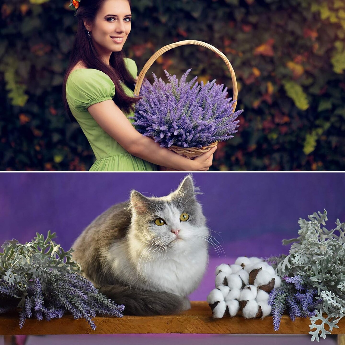 10 Bundles Fake Flowers Artificial Lavender Faux Plastic Plants for Home Decor Wedding Kitchen Garden Patio Porch Window Box Office Table Centerpieces Indoor Outdoor Decorations