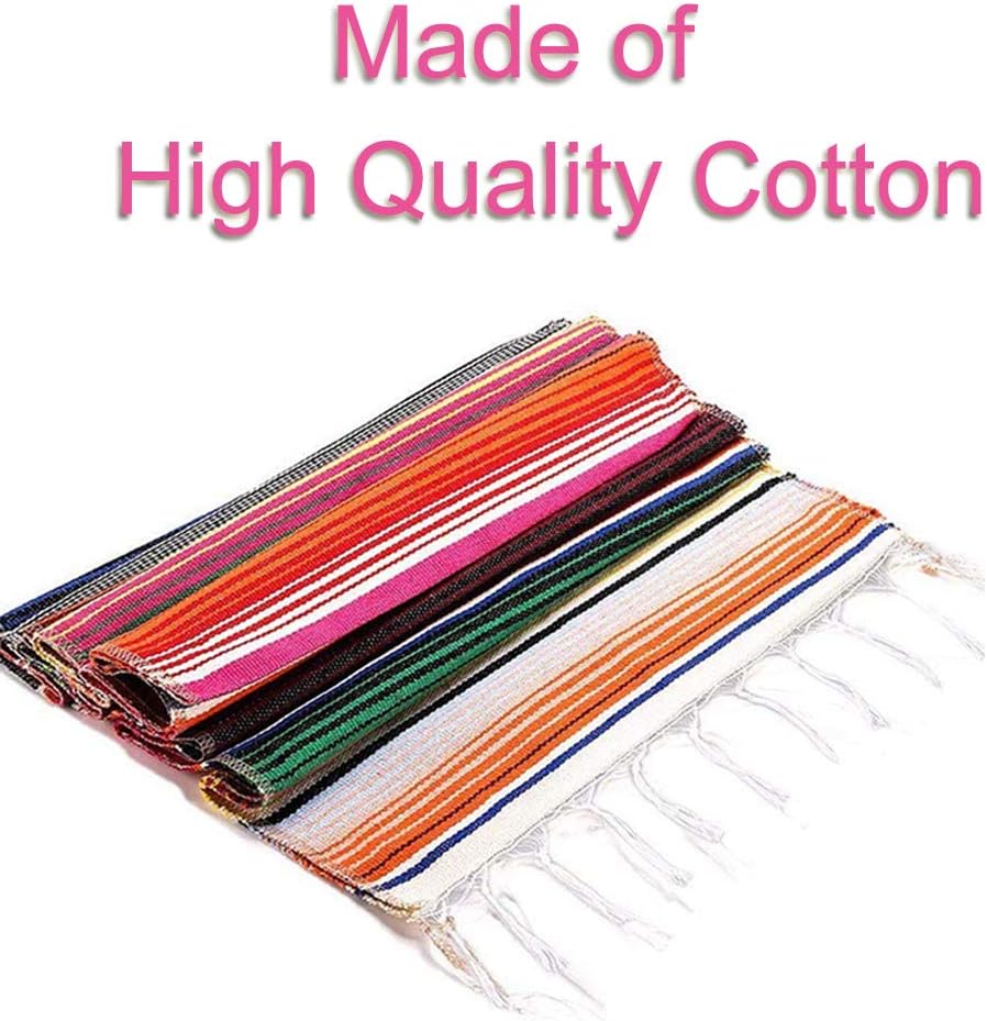Mexican Serape Table Runner 14 x 84 Inch for Mexican Party Wedding Decorations Outdoor Picnics Dining Table, Fringe Cotton Table Runners