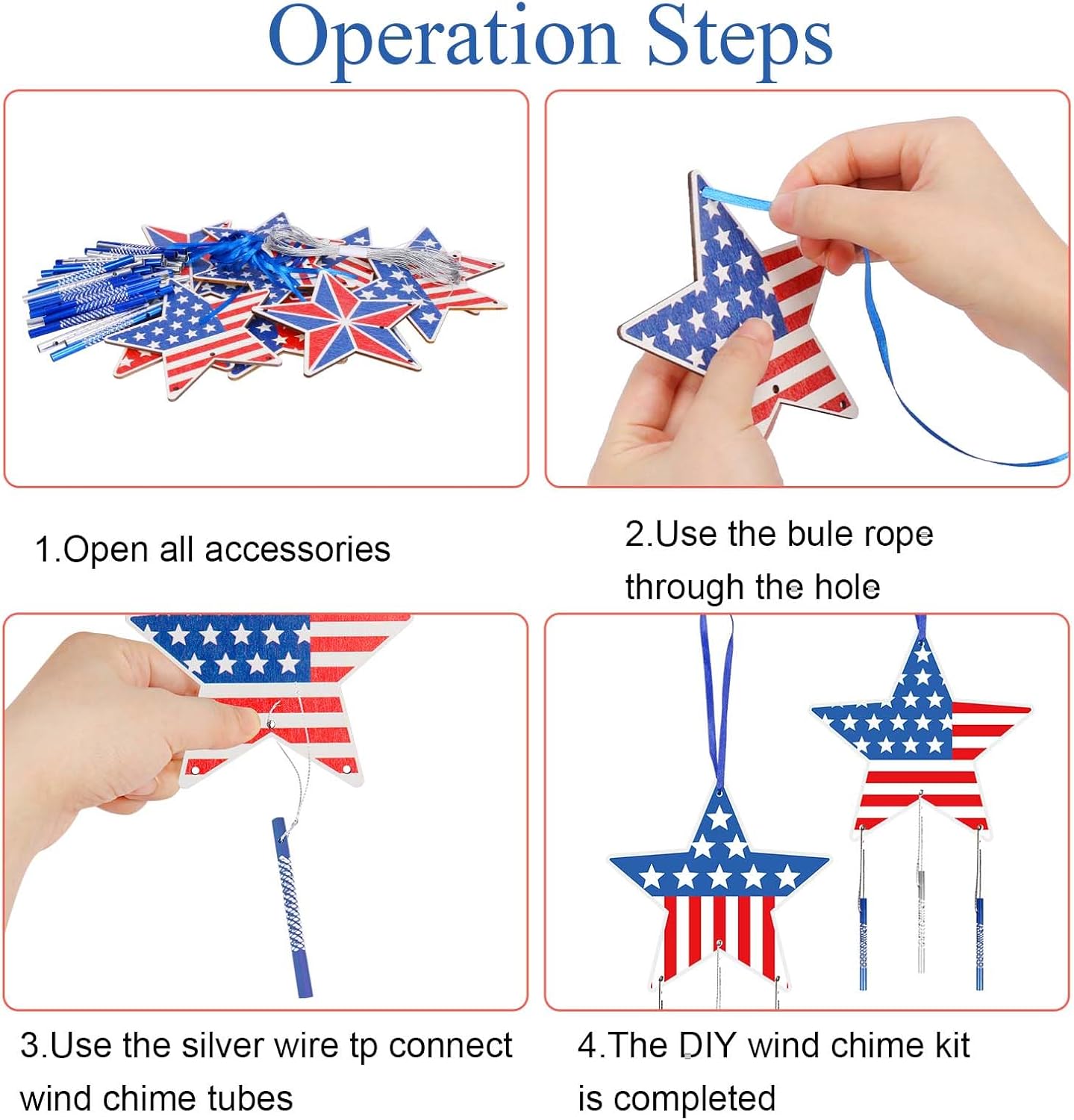 12 Pack Star Wind Chime Kit for Kids