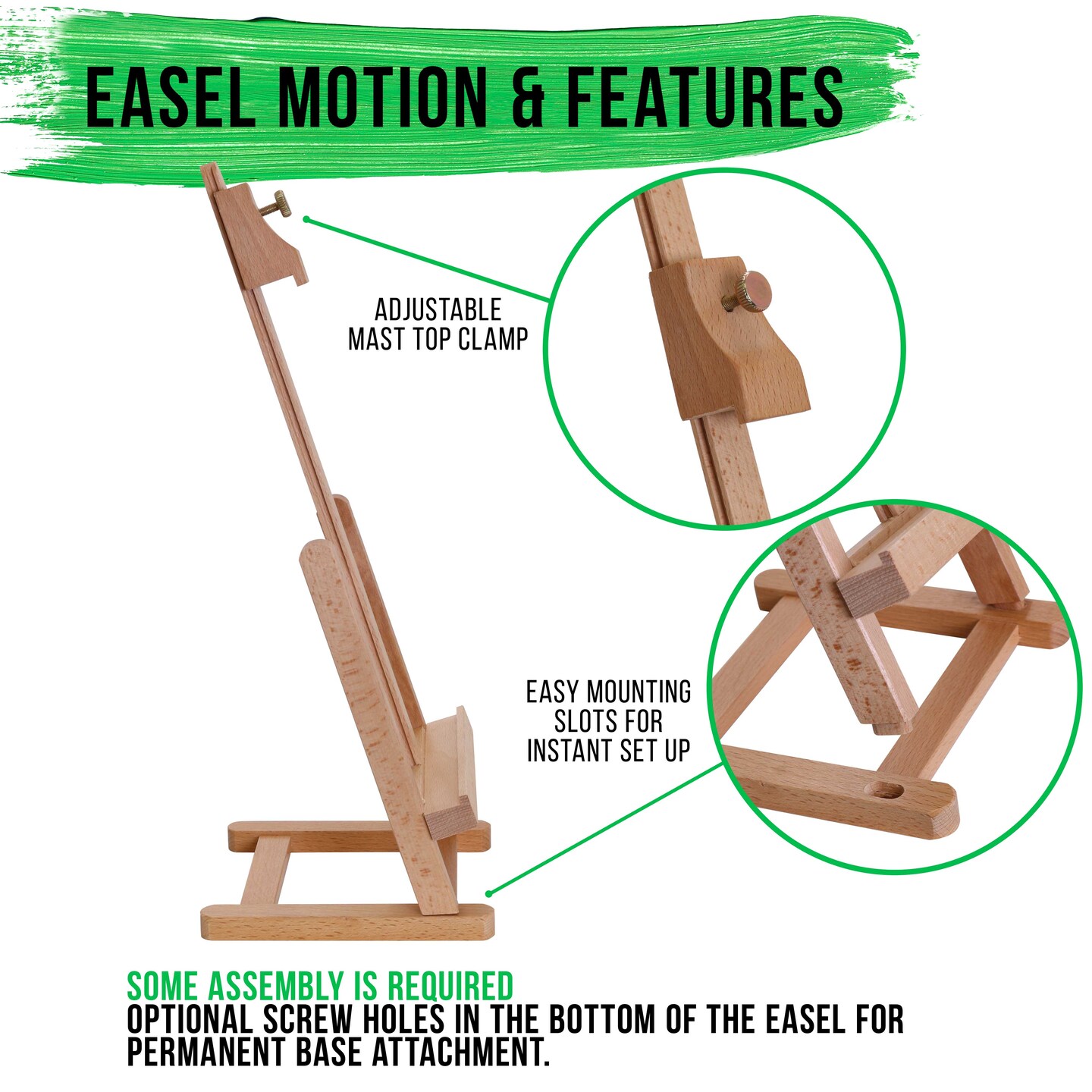 16&#x22; Mini Tabletop Wooden H-Frame Studio Easel (Pack of 12) - Artists Adjustable Beechwood Painting and Display Easel, Holds Up To 12&#x22; Canvas, Holder