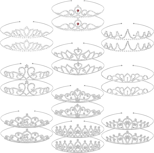 20 Pieces Girls Tiara Crown Silver Princess Crowns Girls Crystal Tiaras for Wedding Birthday Party