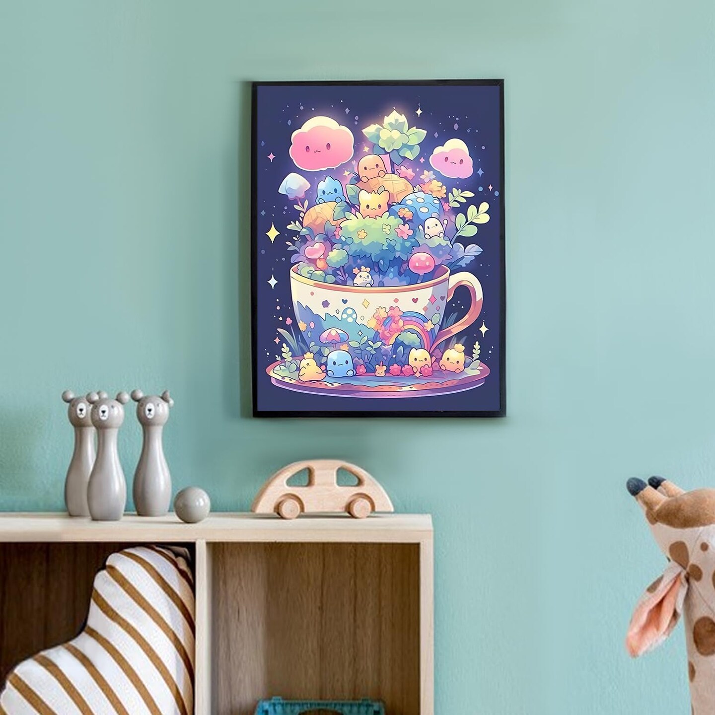 Cute Diamond Painting Kits for Adults-Diamond Art Kits for Cartoon, Cup Gem Art Kits for Adults for Gift Home Wall Decor (12x16inch)