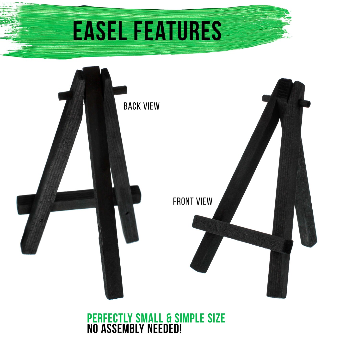 5&#x22; Mini Black Wood Display Easel (6 Pack), A-Frame Artist Painting Party Tripod Easel - Tabletop Holder Stand for Kids Crafts Small Canvases Cards
