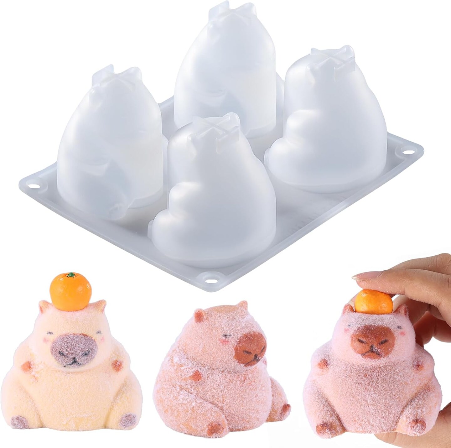 LET&#x27;S RESIN 4 Pcs Capybara Silicone Molds for Taba Squishy, Resin Casting, Effortless Demolding Molds for Stress Relief DIY Decompression Gift Home Decor