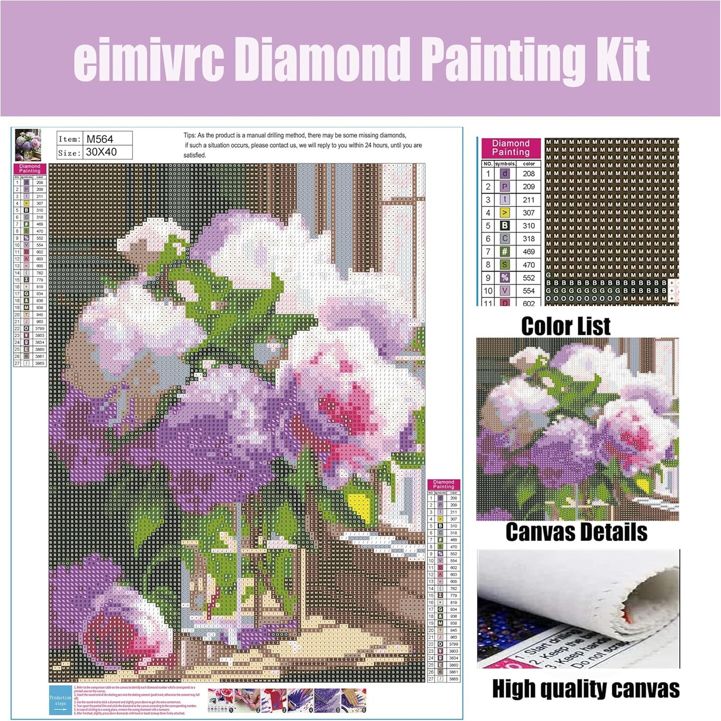 Diamond Painting Kits for Adults Flower-Flower Diamond Art Kits for Adults,Full Drill Diamond Painting Kits for Home Wall Decor(12&#x27;x16 inch)