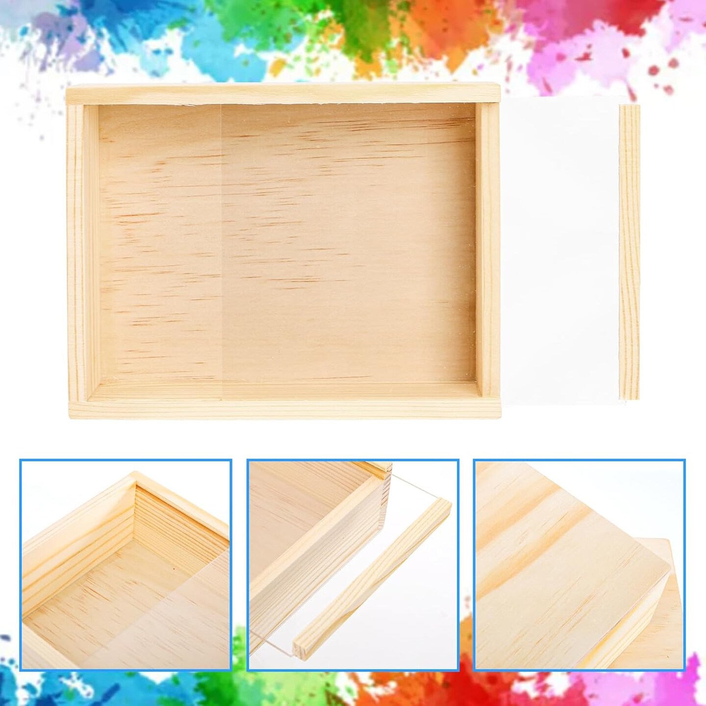 12 Pack Unfinished Wood Crates Box For Crafts