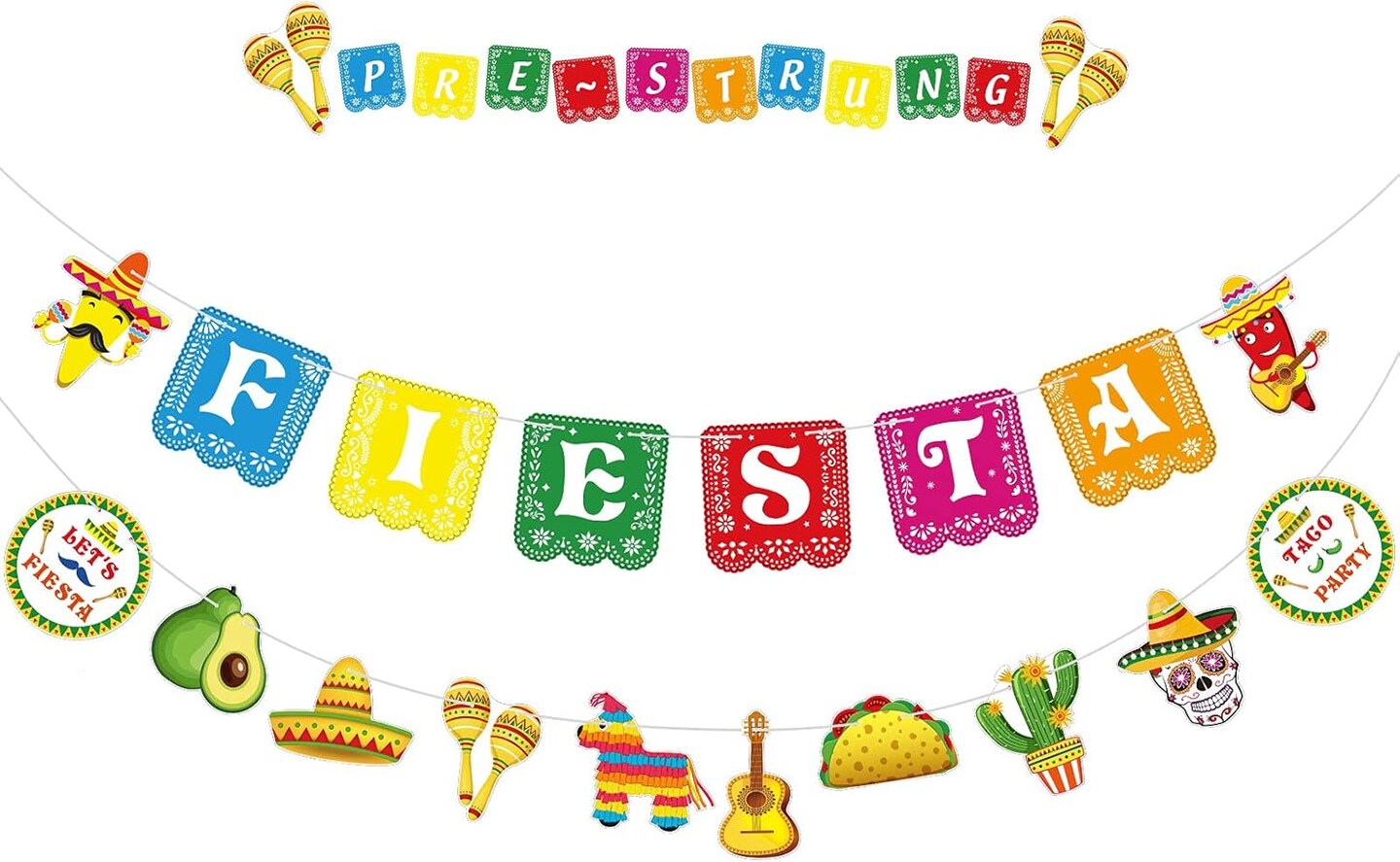 Cinco De Mayo Banner Mexican Party Supplies Sign Banner Garland Fiesta Party Decoration Day of The Dead Backdrops Ceiling Hanging Card Tissue Decorations for Mexican Festival Tacol Theme Birthday