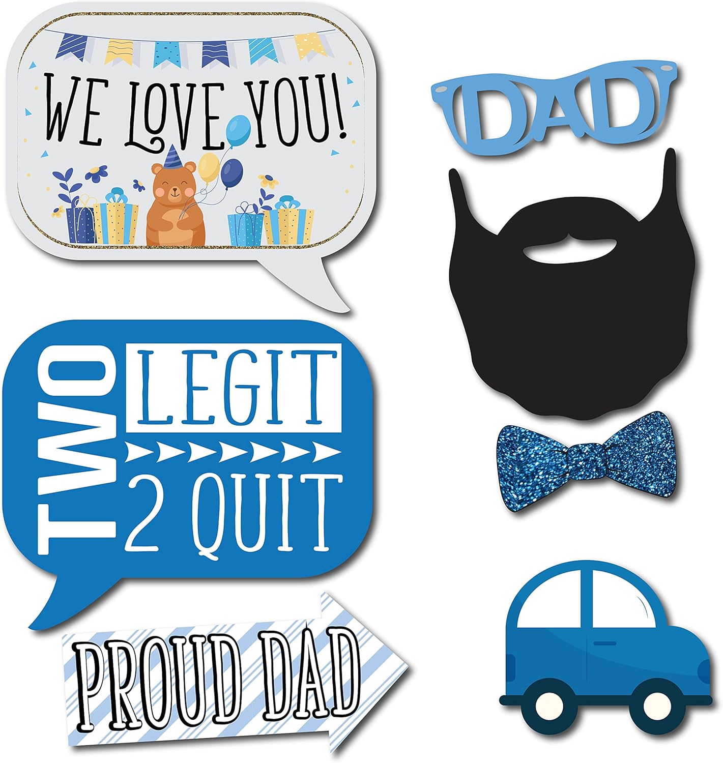 2nd Birthday Boy Photo Booth Props - 41-pc Photobooth Kit