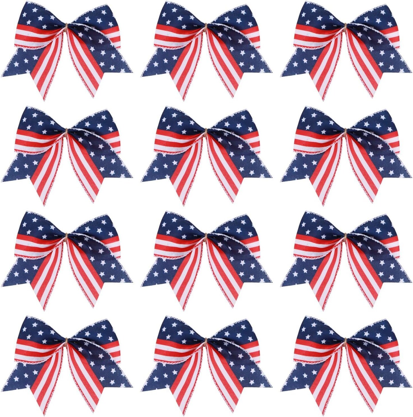12 Pcs 6 Inch American Flag Bow Patriotic