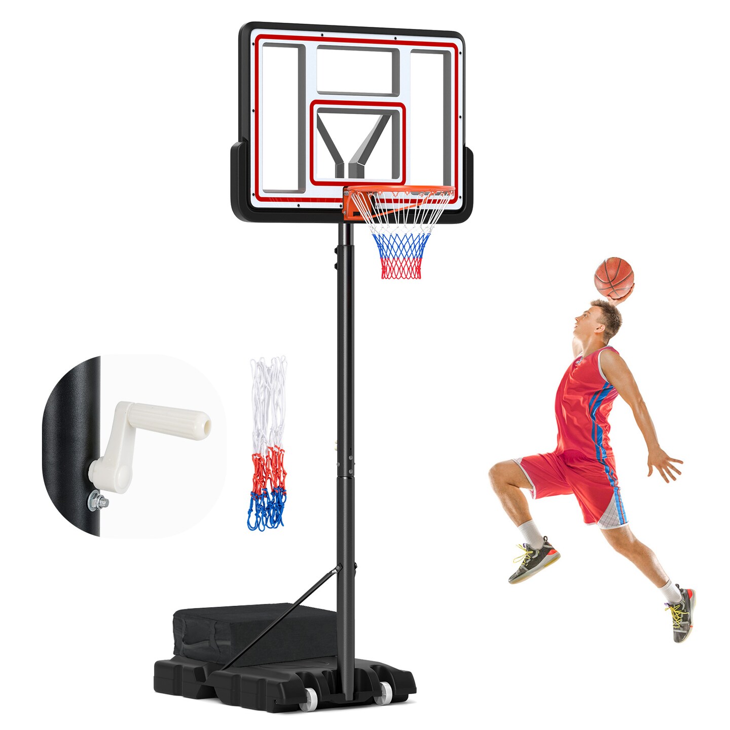 Portable Adjustable Basketball Hoop &#x2013; 7.4-10ft Height