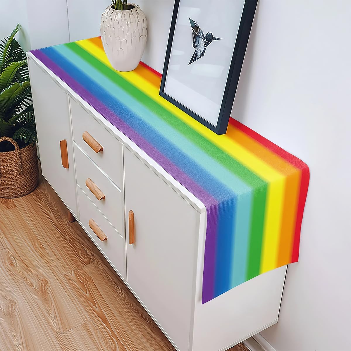 Rainbow Table Runner Pride Day Tablecloth Party Decoration Rainbow Stripes Disposable Table Covers for LGBT Gay Carnival Pride Home Dinning Room Decor Party Supplies 13 x 70 Inch