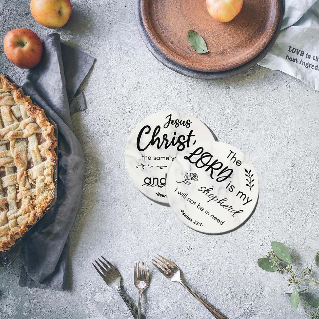 4 Inches Absorbent Ceramic Coasters with Bible Verses