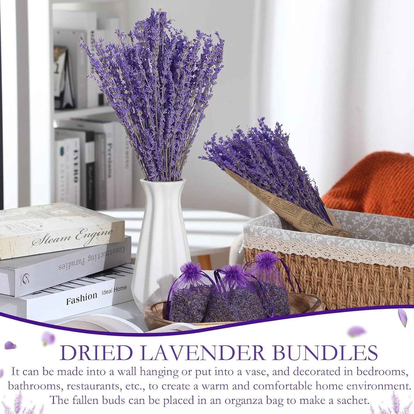 18 Bunches Dried Lavender Bundles 15.7 Inch Natural Dried Lavender Flowers Bouquet Lavender Organic Bulk for Home Weeding Decoration DIY Arrangements Home Fragrance