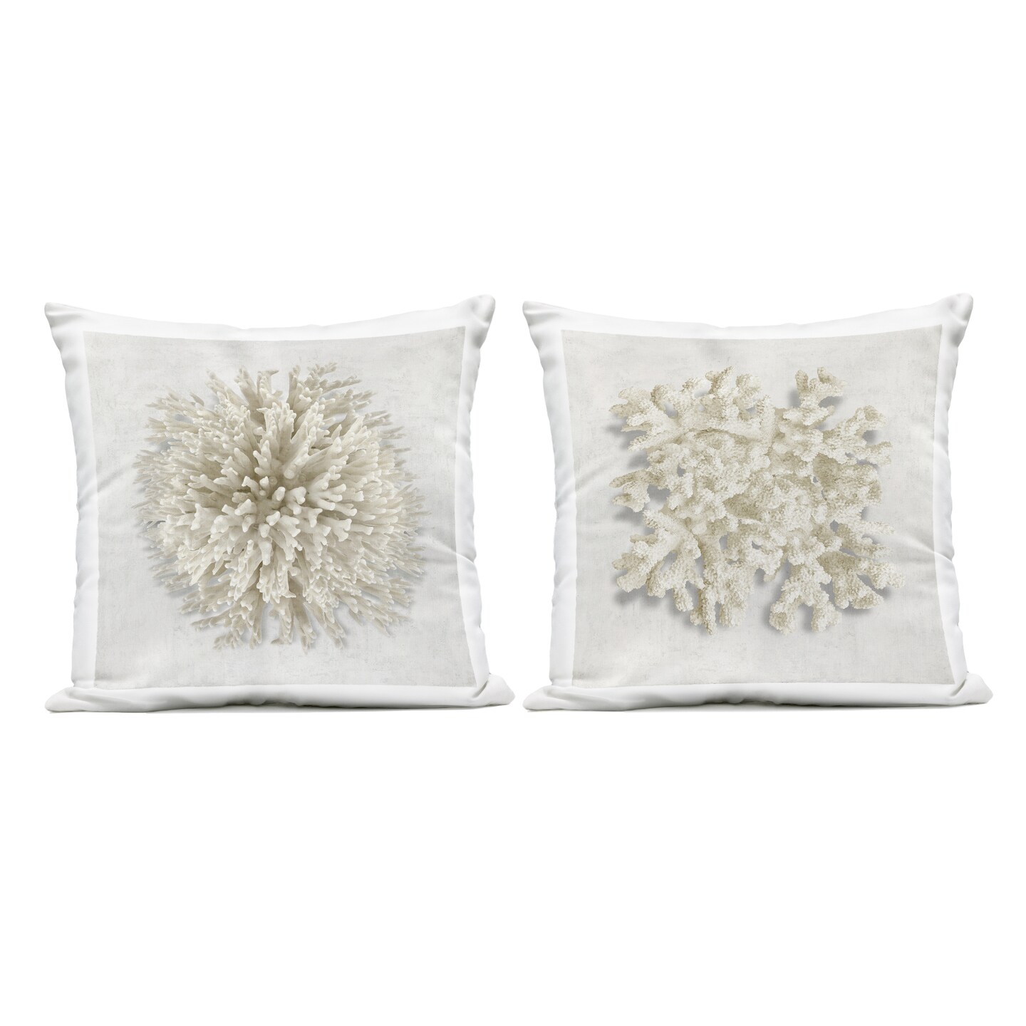 Stupell Industries Distinct Natural Coral 2pc Outdoor Printed Pillow Set design by Caroline Kelly, 18 x 7 x 18