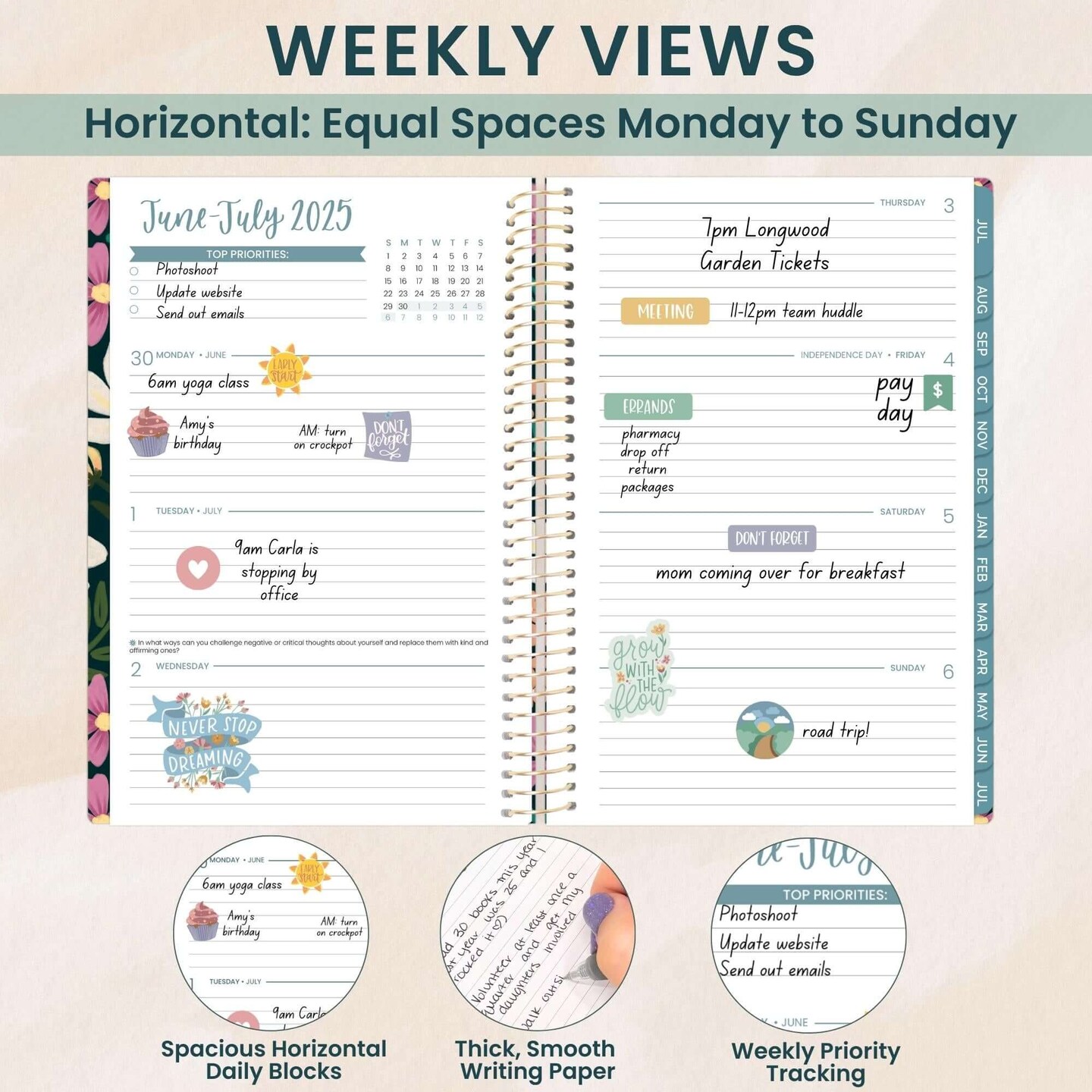 bloom daily planners 2025-26 Academic Planner, Soft Cover, 5.5&#x22; x 8.25&#x22;, Blooming Wildly