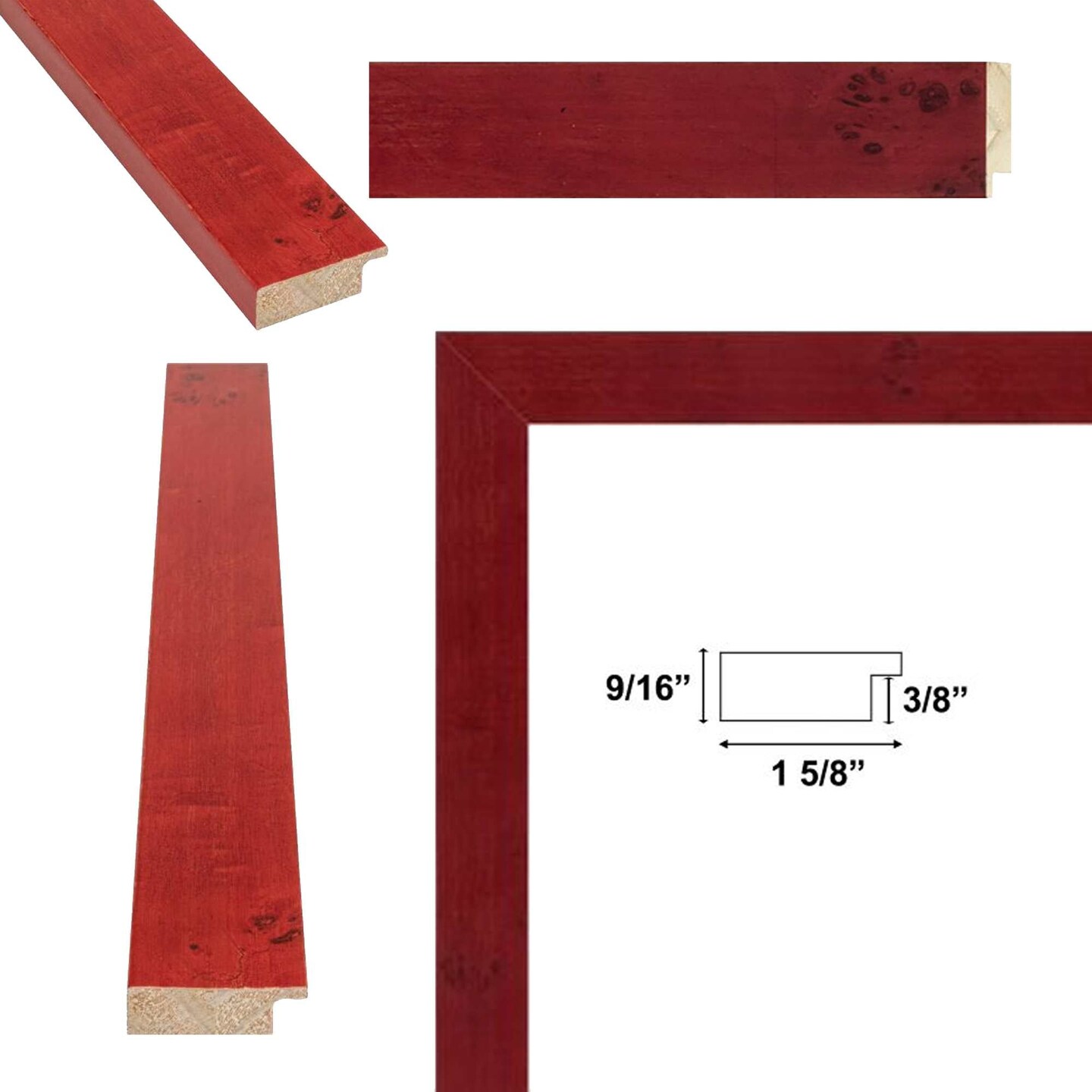 Red Burl Wood Flat Picture Frame 13x19 frame