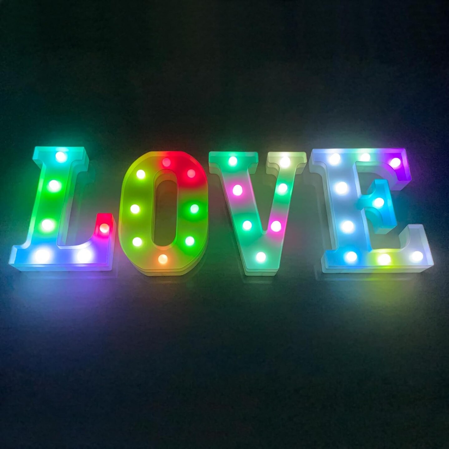 Summer Colorful LED Marquee Letter Lights &#x2013; Battery Powered Auto Color Changing Lighted Letters for Table Decor