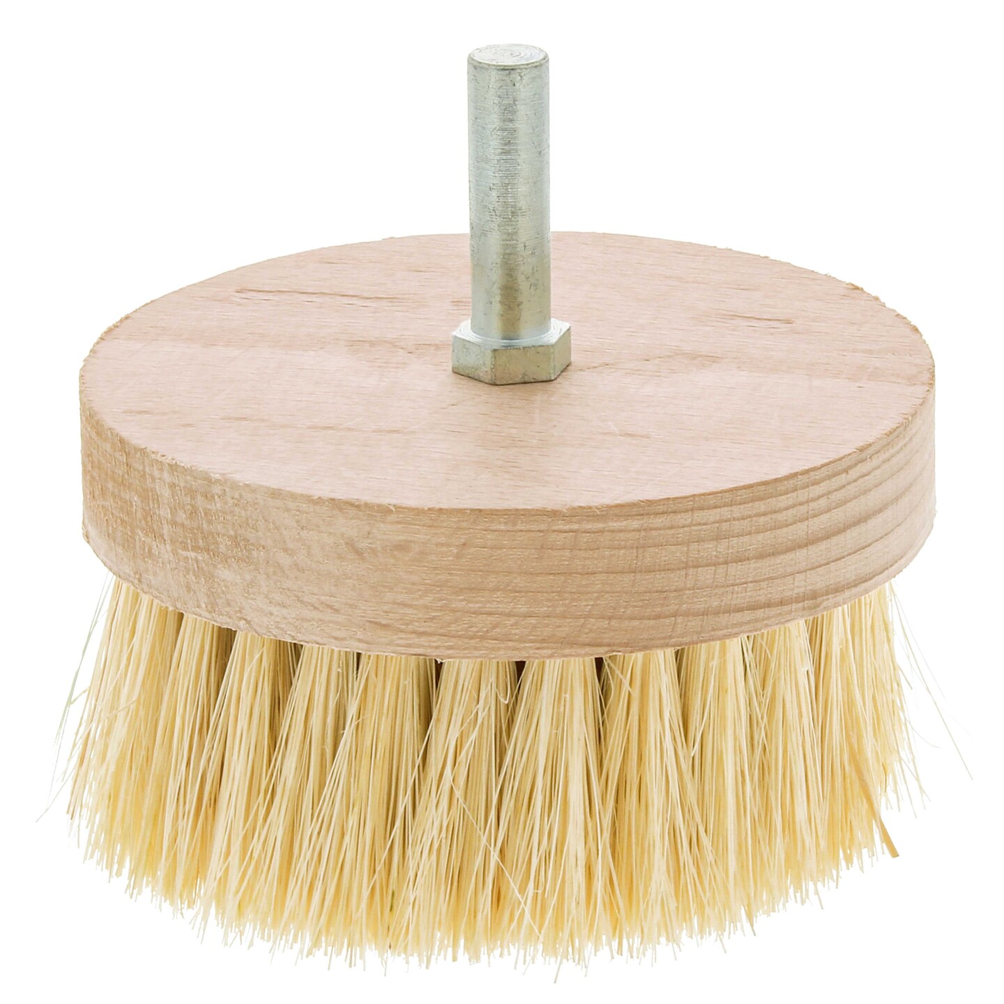 4&#x22; Wide Chalk and Wax Buffing Brush with 3/8&#x22; Drill Arbor - Unique Beechwood Base Design Prevents Water Damage, All Natural 1-3/8&#x22; Bristles
