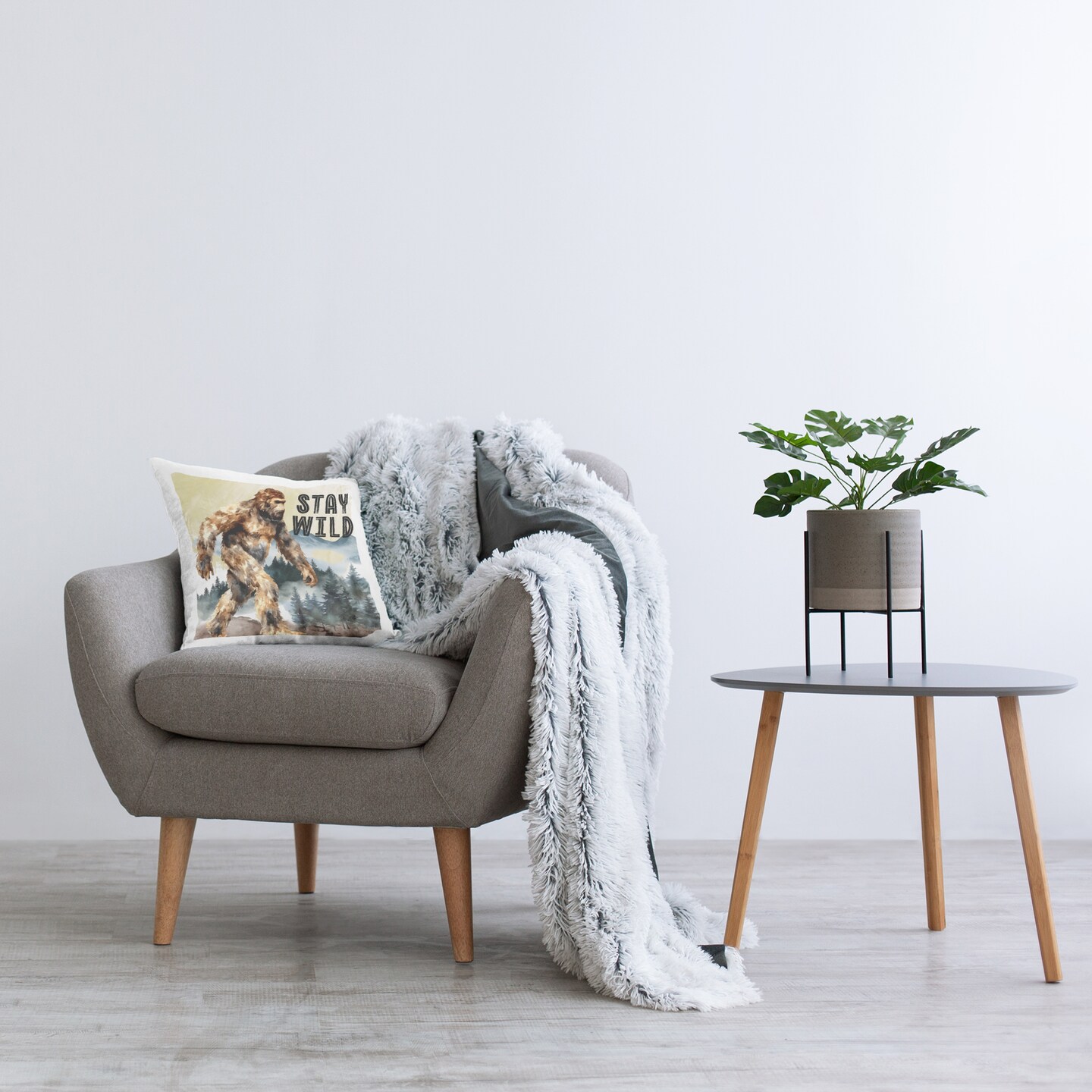 Stupell Industries Stay Wild with Mythical Monster Decorative Printed Pillow design by Nicole DeCamp, 18 x 7 x 18