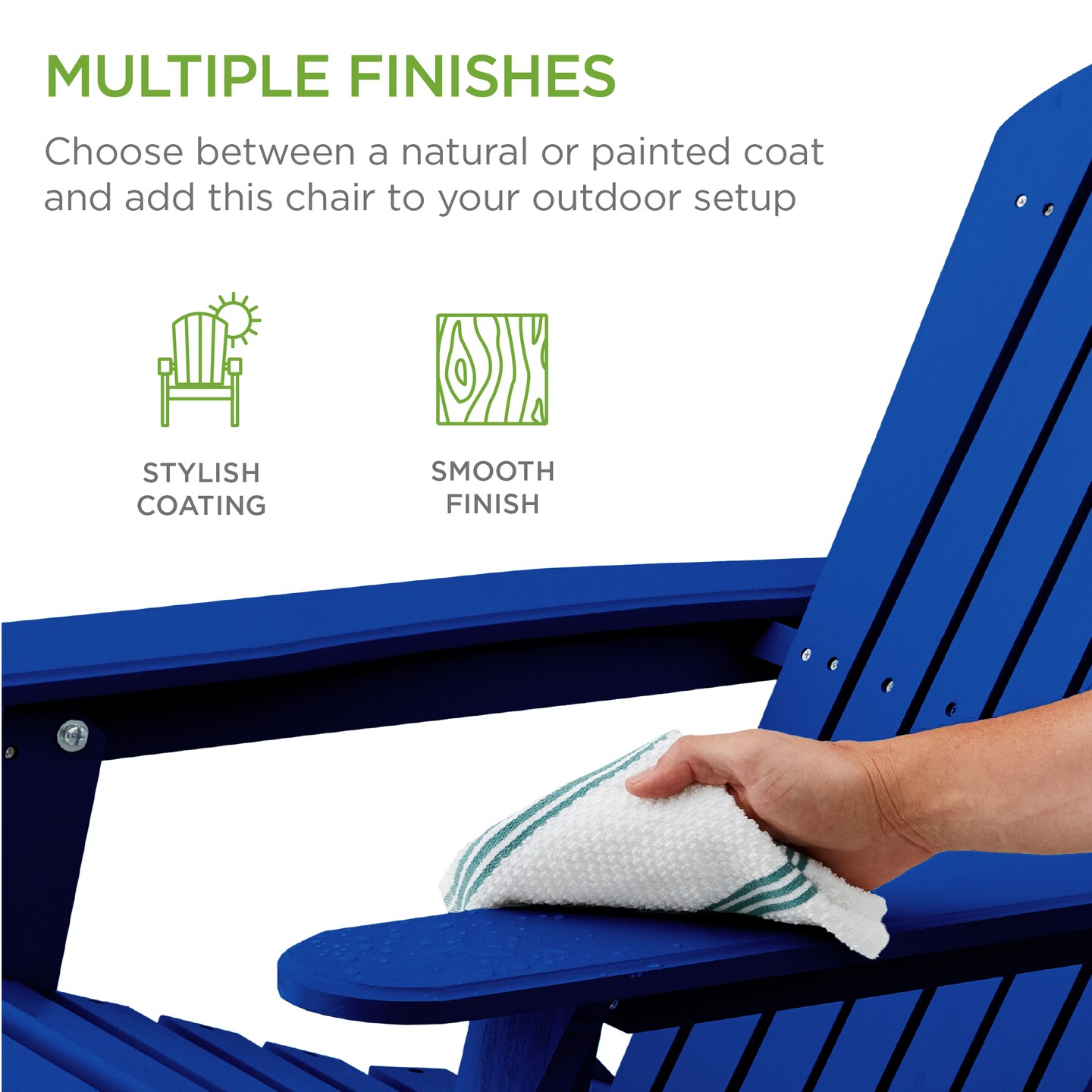 Best Choice Products Folding Adirondack Chair Outdoor, Wooden Accent Lounge Furniture w/ 350lb Capacity