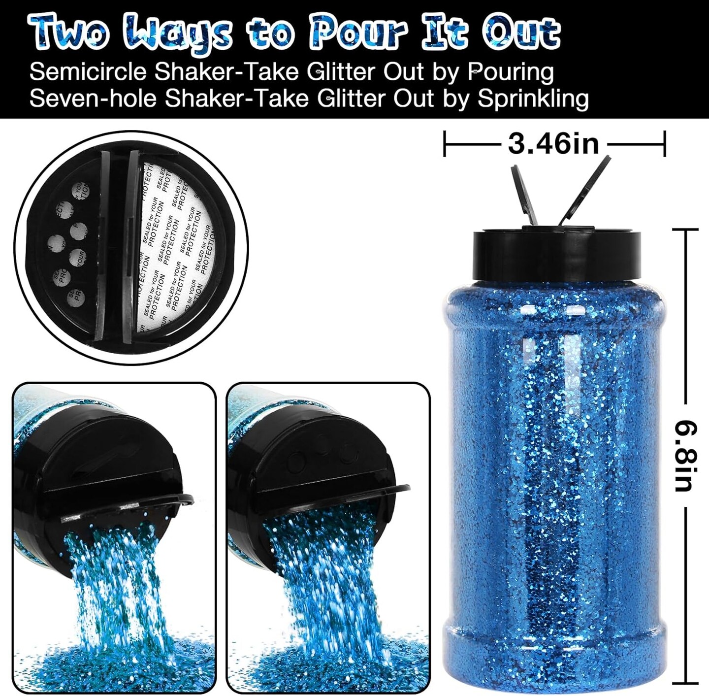 Blue Glitter, 16 Oz (1 Ib), Chunky Glitter for Resin Crafts Nails Tumblers Slime Cosmetic and Festival Decoration - Blue Chunky Glitter Bulk