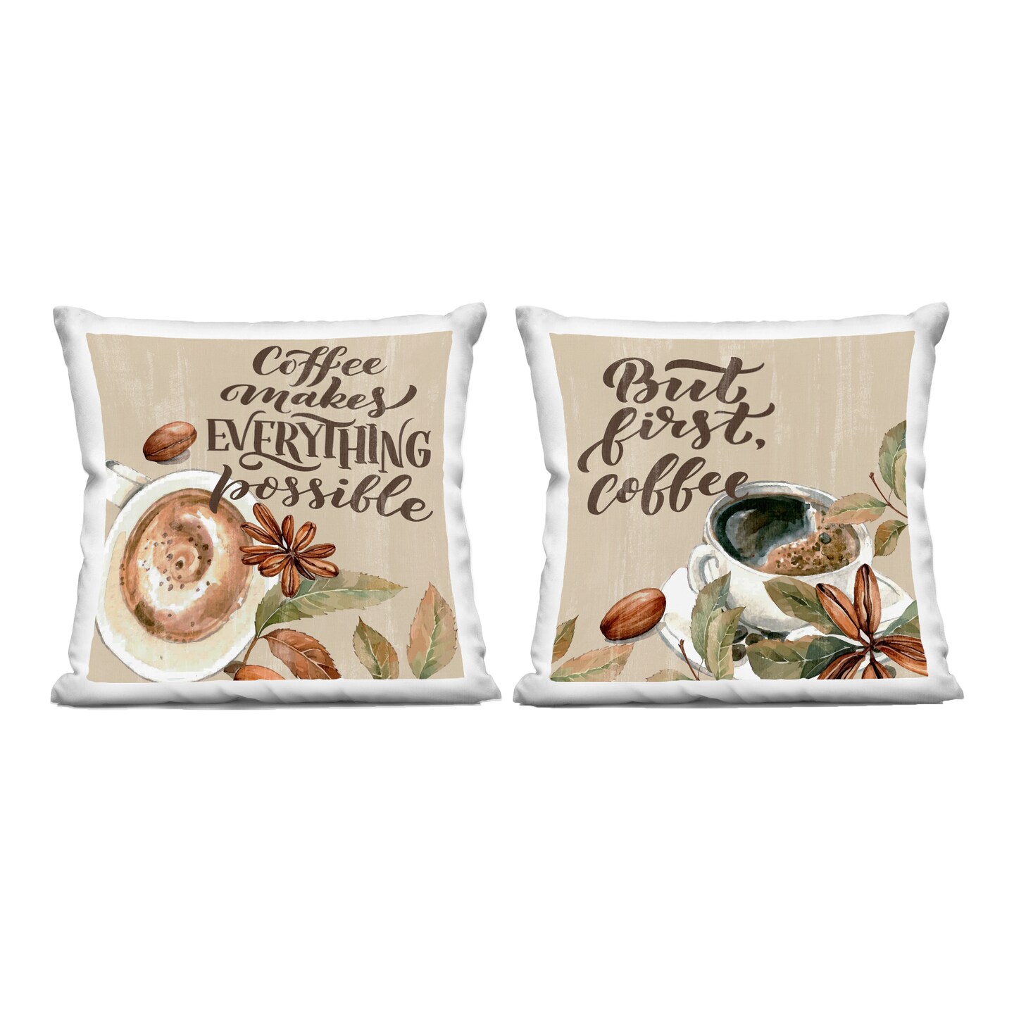 Stupell Industries Rustic Kitchen Coffee Phrases 2pc Decorative Printed Pillow Set design by Kim Allen, 18 x 7 x 18