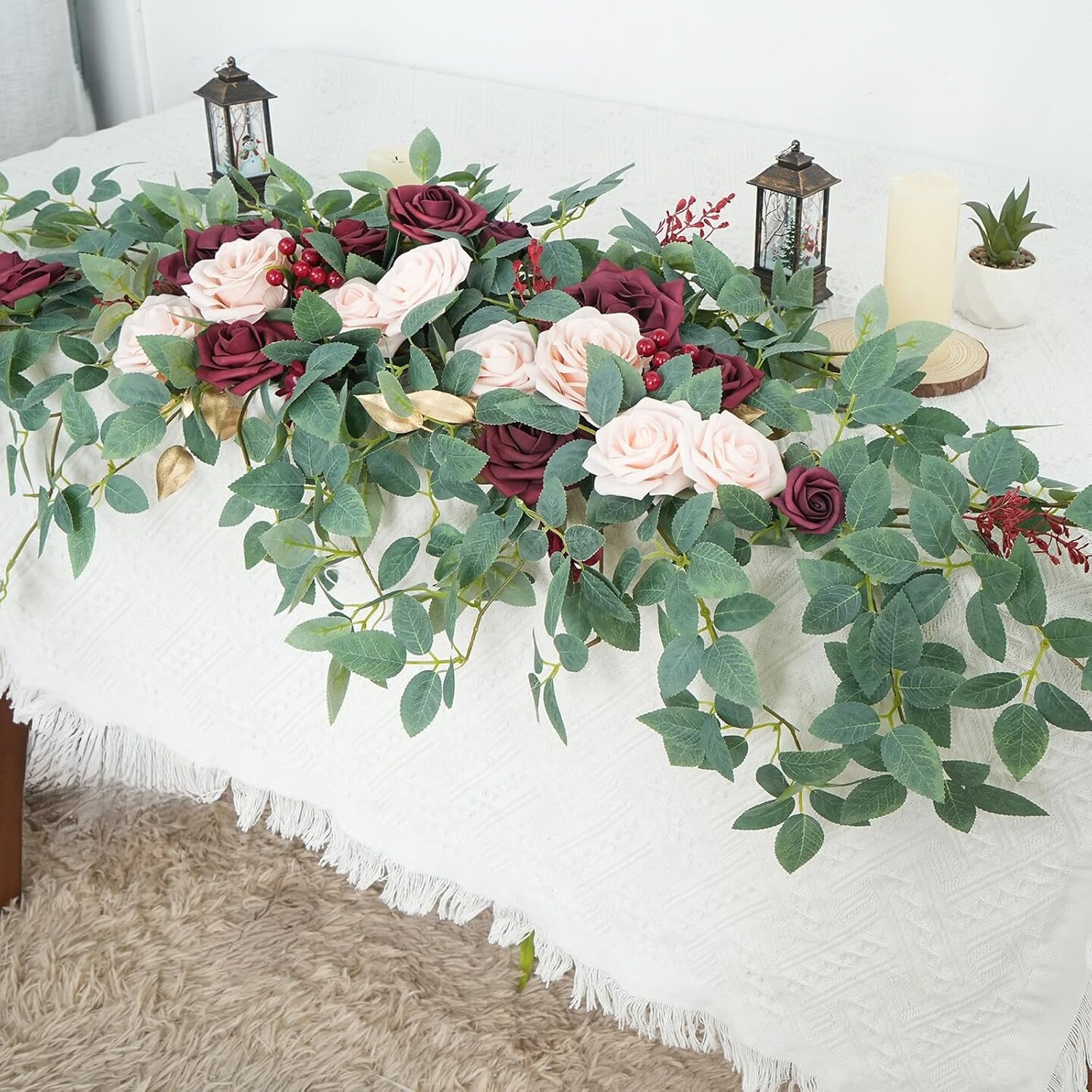 2pcs Artificial Flower Garland Floral Swags
