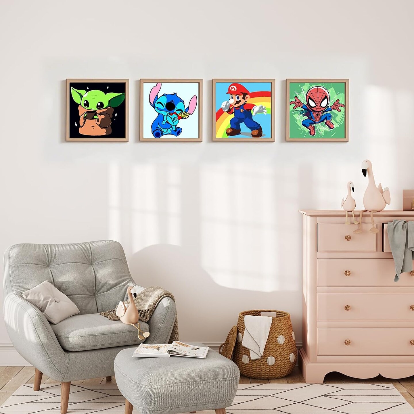 4 Pack Paint by Numbers Kit for Kids with Wooden Frames, Paint by Numbers for Kids, Paint by Numbers Kits Age 6-12 DIY Art Set Kits for Gifts &#x26; Home Wall Decor (8x8 Inch)