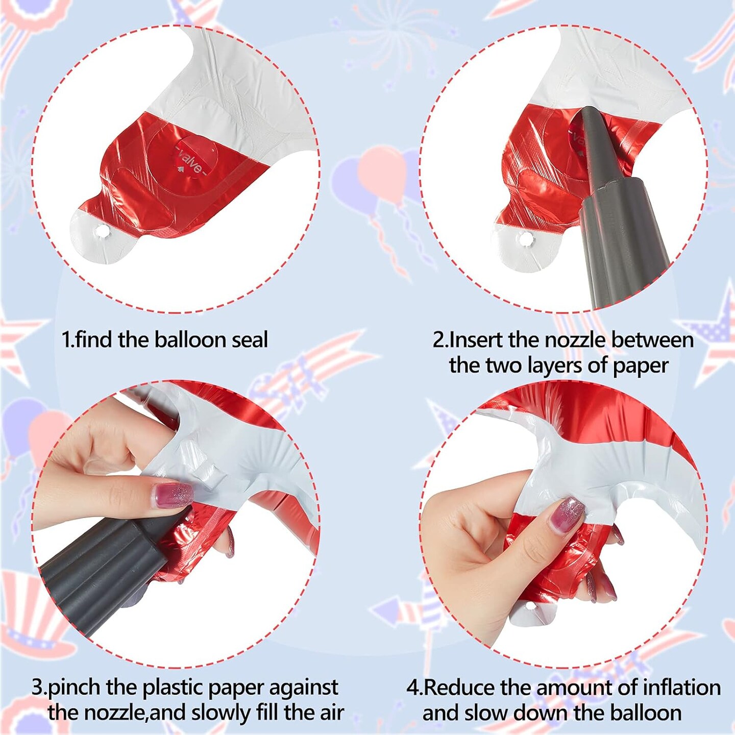 20 Pcs 4th of July Balloons 18 Inch Blue Red White Foil Balloons Patriotic American Flag Star Balloons Independence Day Party Balloons USA Balloons for Party Decorations