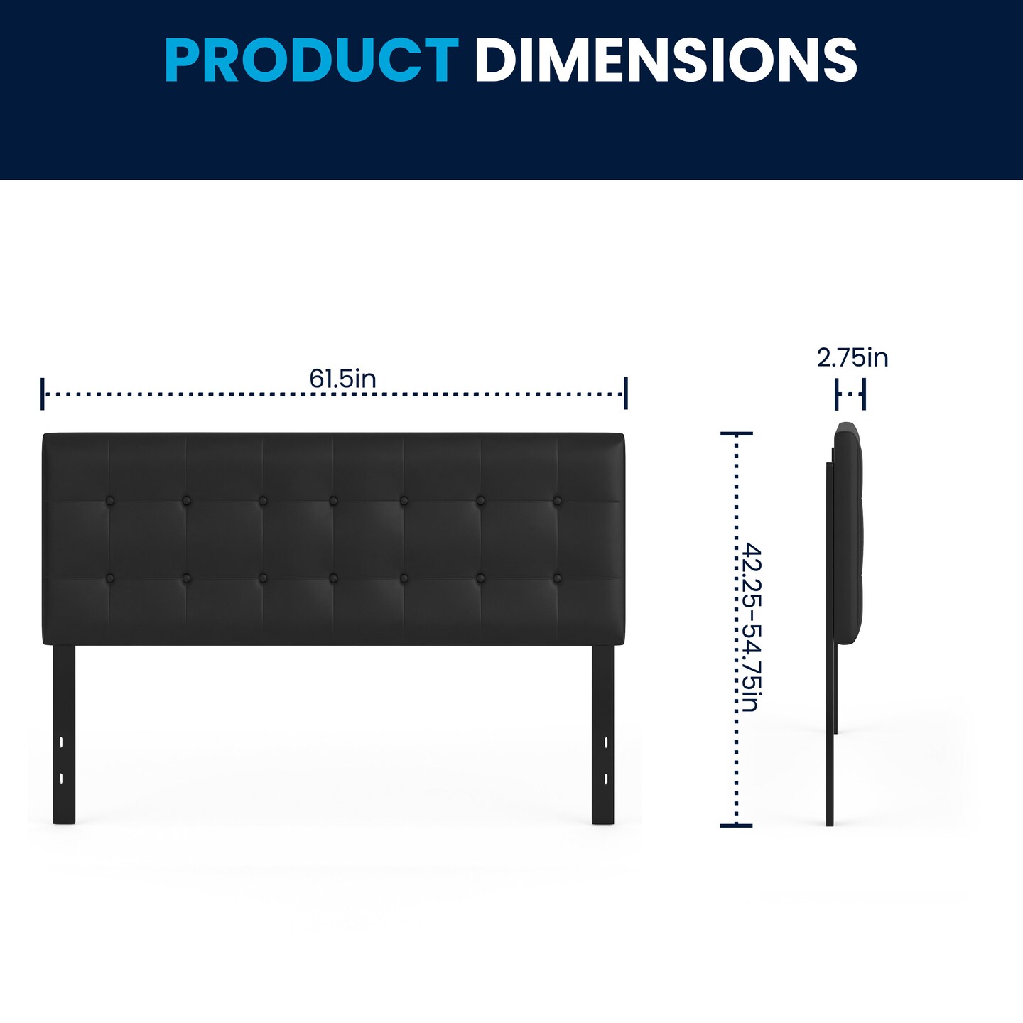 Emma and Oliver Button Tufted Adjustable Height Upholstered Headboard