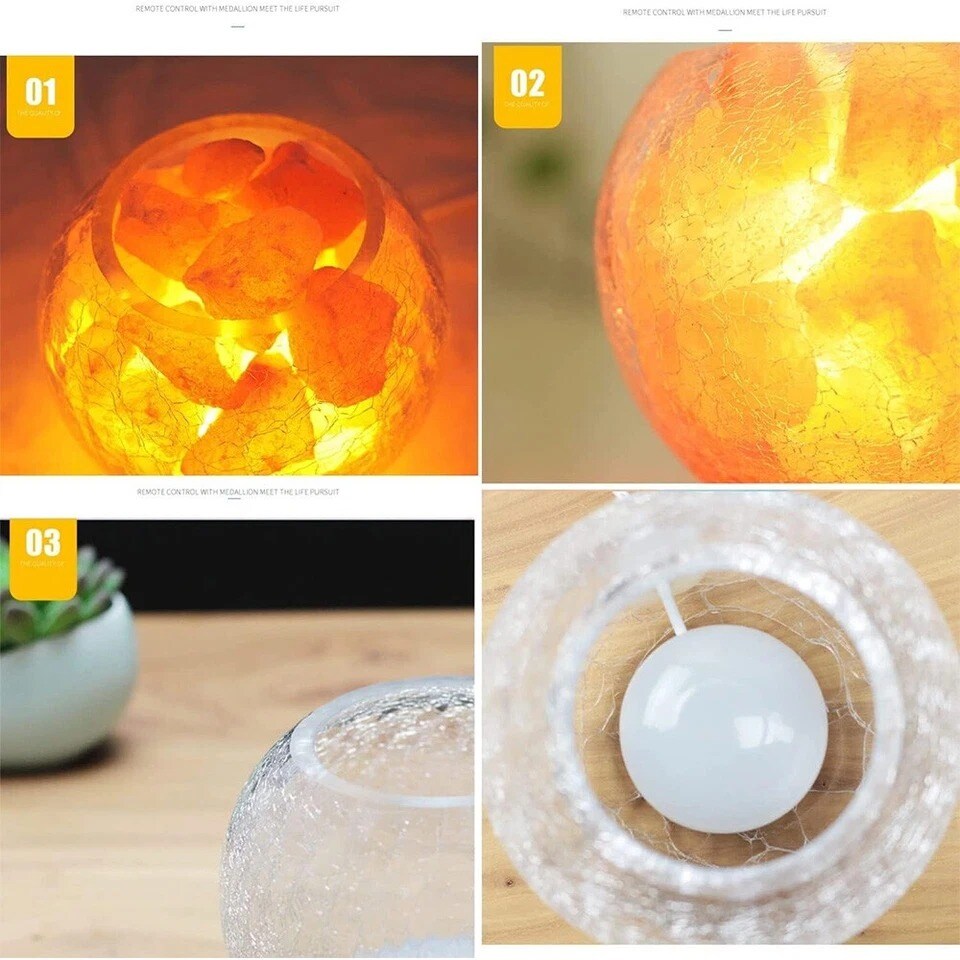 USB Himalayan Salt Lamp – Dimmable Crystal Night Light, Warm Glow Decor