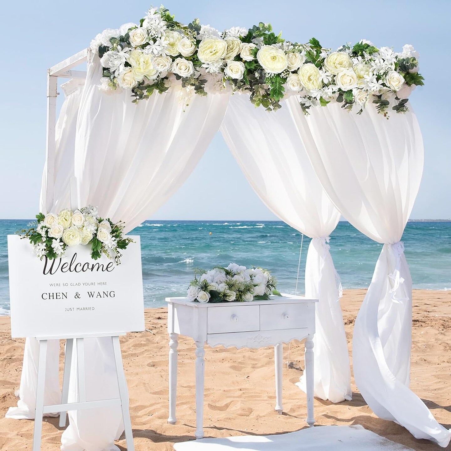 2-Pack Artificial Peony Flower Garland – Silk White Peonies for Wedding, Party, and Table Decoration – 6ft Per Strand