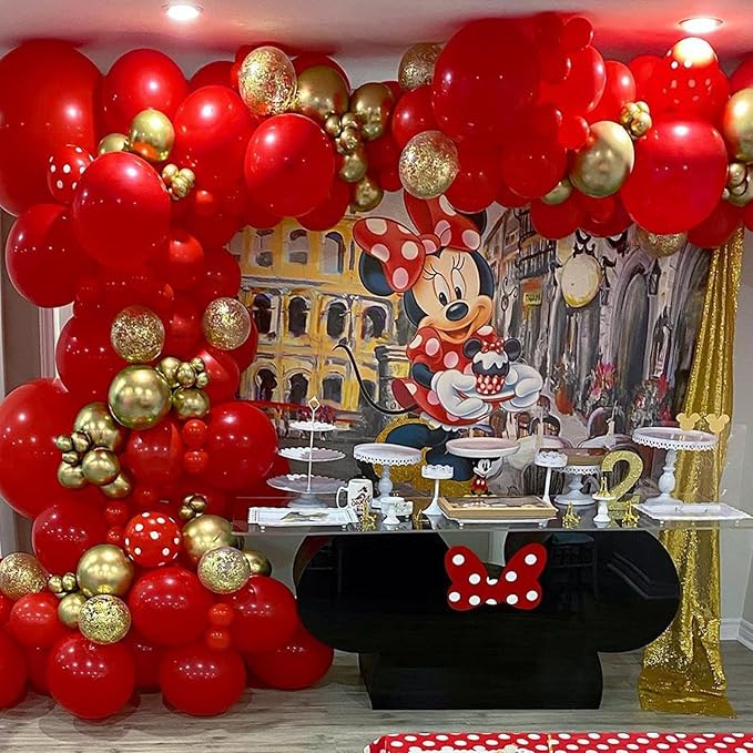 120pcs Red and Gold Balloon Garland Arch Kit – Metallic Gold, Ruby Red & Gold Confetti Balloons – Premium 12/10/5 Inch Balloon Set for Valentine’s Day, Wedding, Birthday, Anniversary & Engagement Party
