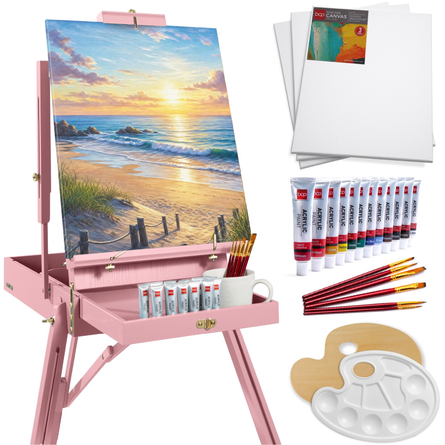 Best Choice Products French Easel, 32pc Beginners Kit Portable