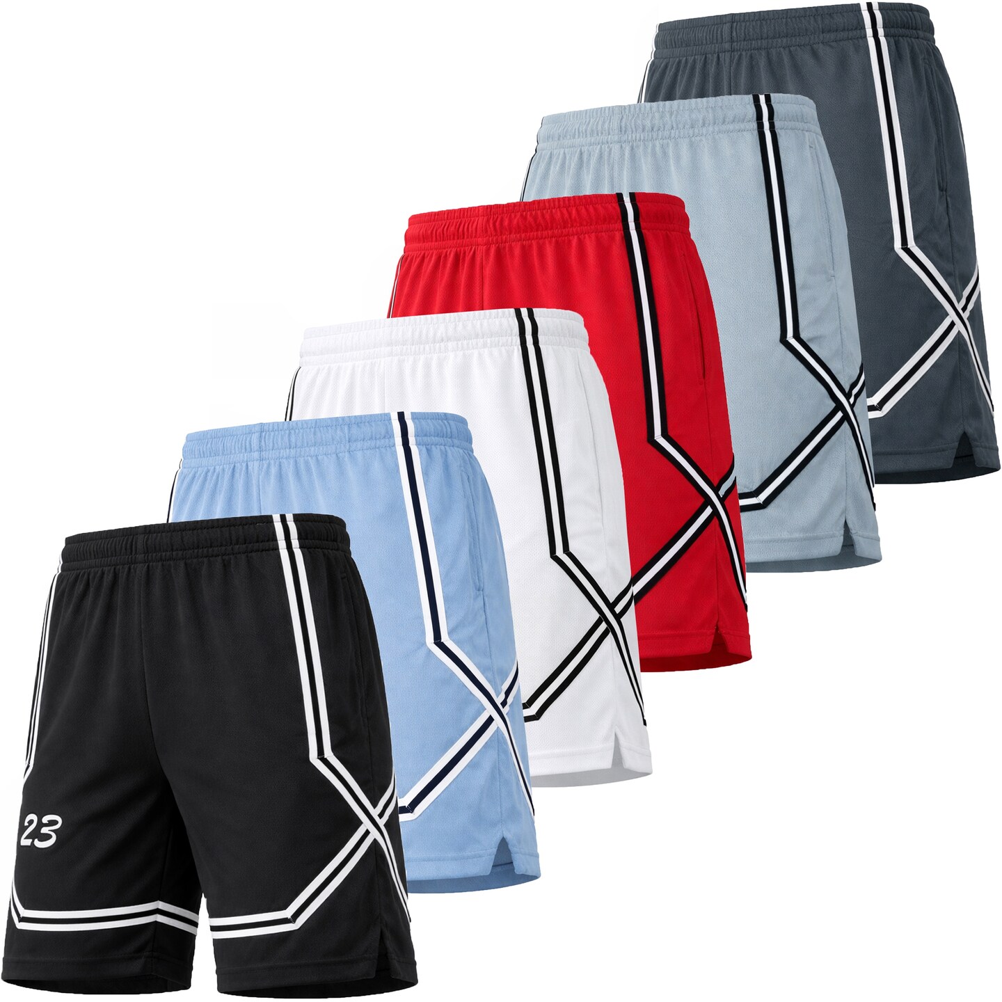 Men's 5-Pack Lightweight Breathable Moisture Wicking Mesh Shorts