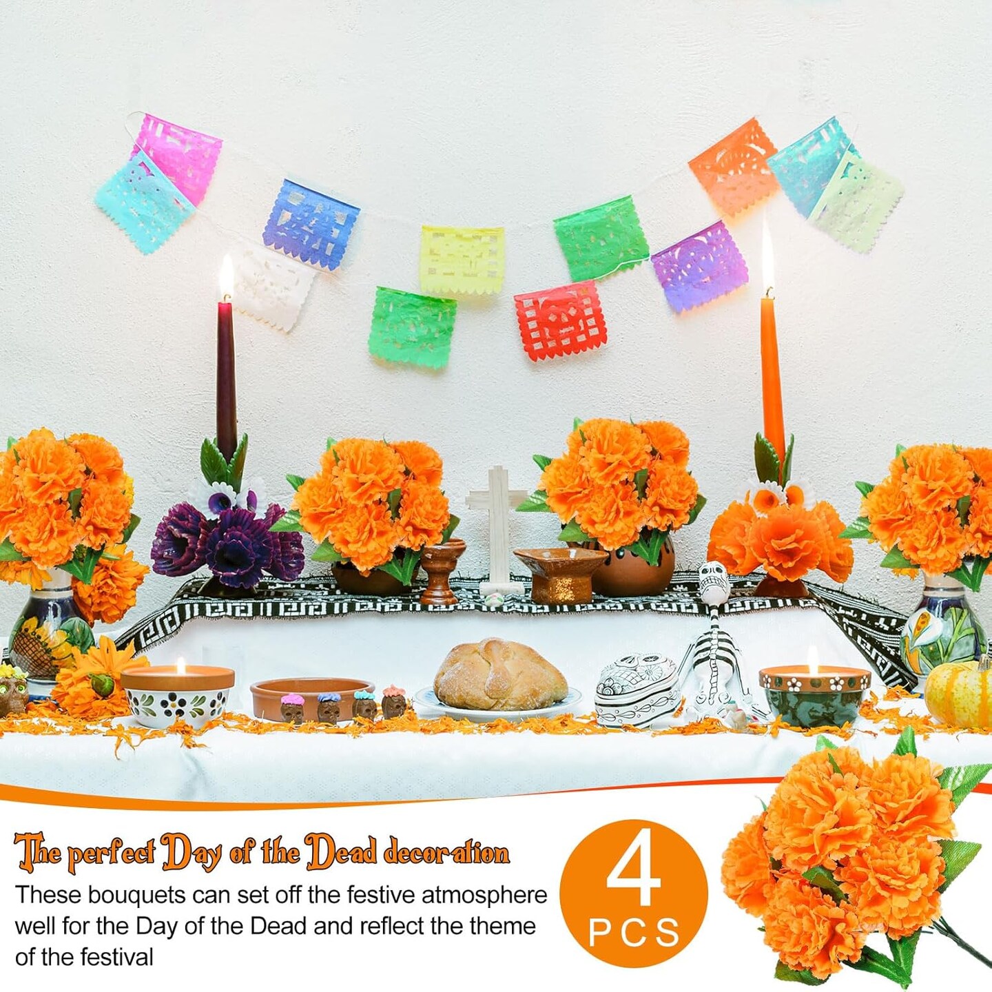 50Pcs Artificial Marigold Flowers(Orange 50pcs - 2'')2"D x 8"W x 5"H