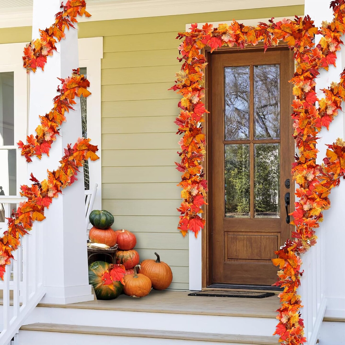 3 Pack Fall Maple Leaf Garland 5.7Ft/Piece - Artificial Autumn Leaves Vines