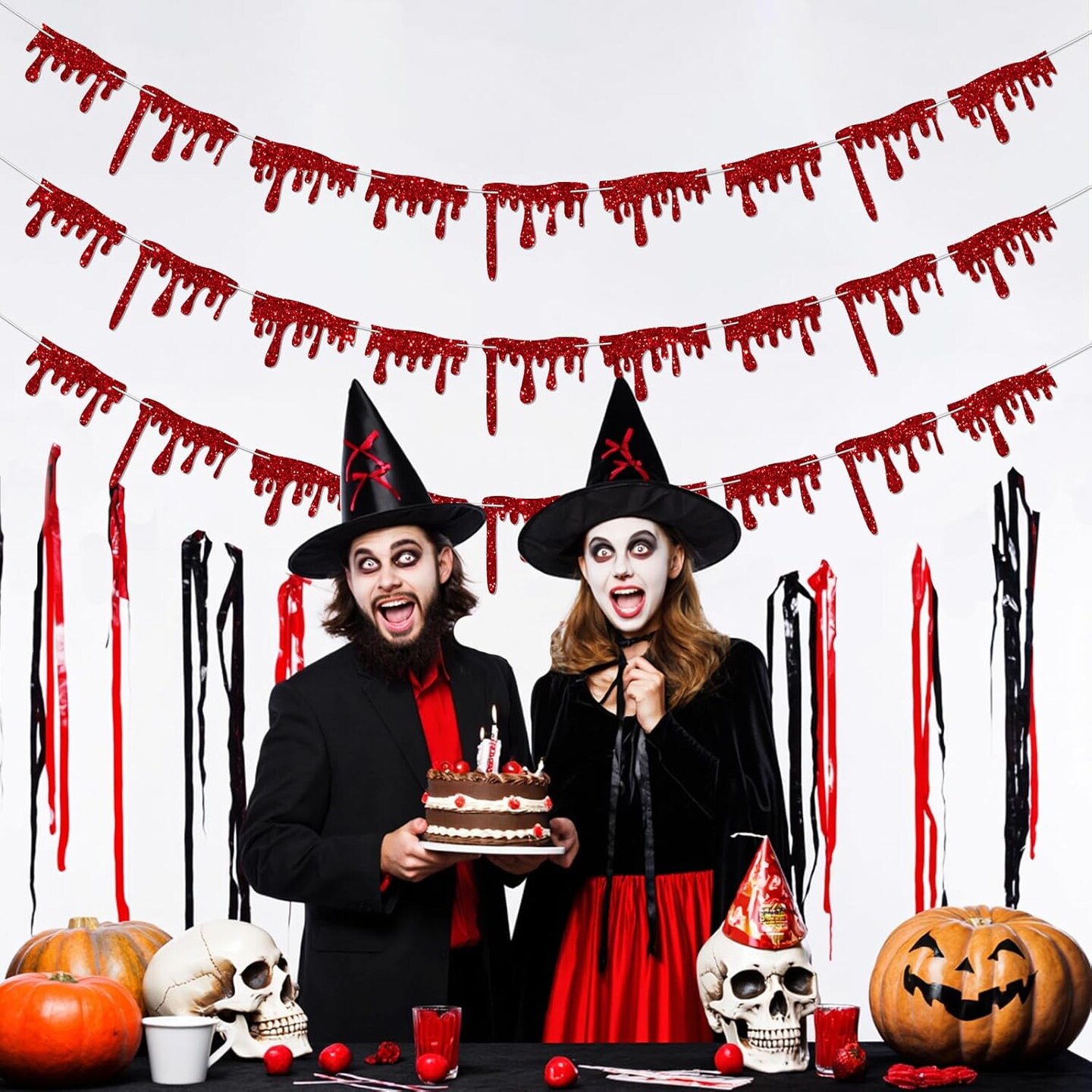 Red Blood Drop Banner for Halloween Party Decorations(Red)