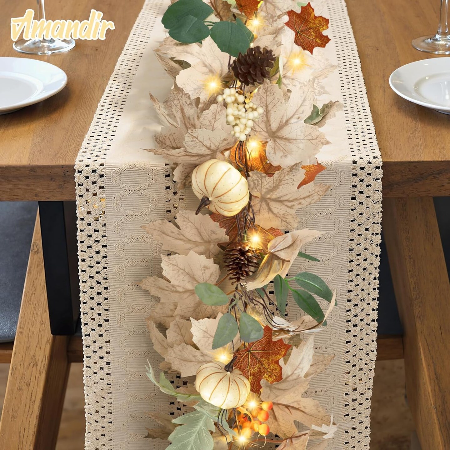 Fall Leaves Garland(White)8.39 x 4.45 x 4.06 inches
