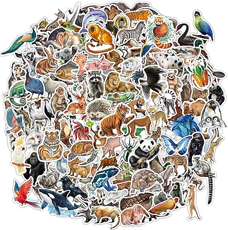 160 Pcs Waterproof Animal Stickers, Vinyl Jungle Zoo Farm Pet Stickers ...