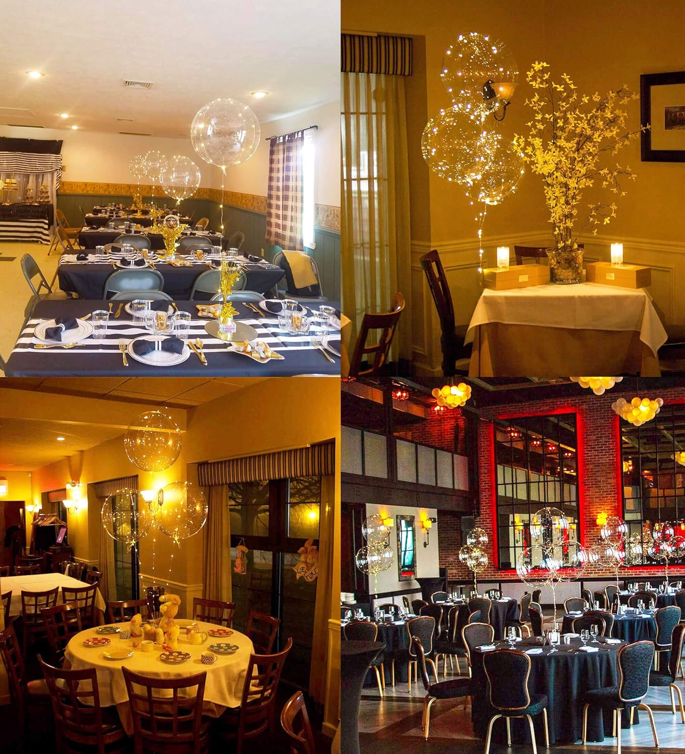 LED Light-Up Balloons 10 Pack – 20-Inch Clear Helium Bobo Glow Bubble Balloons with String Lights for Wedding, Birthday, Halloween, Christmas, Valentine’s Day Party Decorations